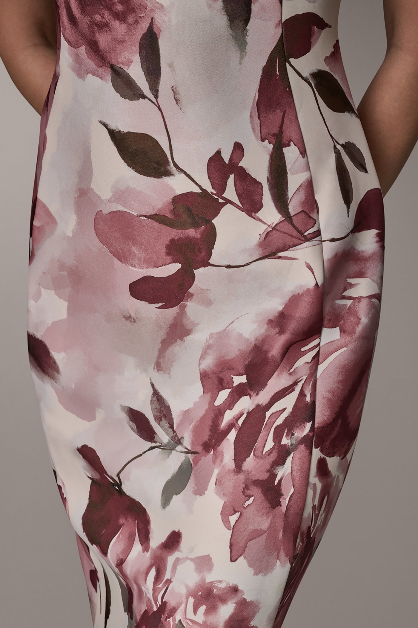 Desert Clay Multi SLEEVELESS ASYMMETRIC FLORAL MIDI SHEATH DRESS Donna Karan