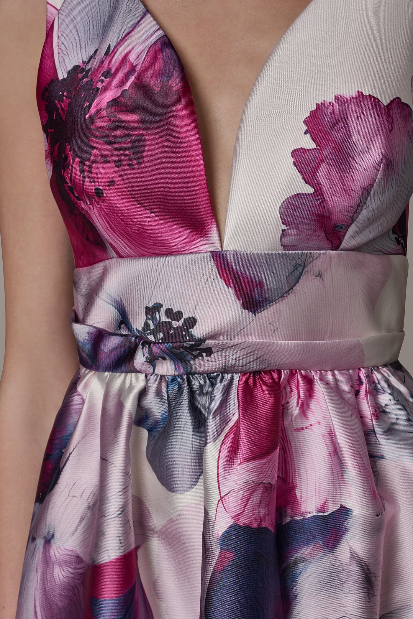 Sangria Multi SLEEVELESS FIT AND FLARE GOWN Donna Karan