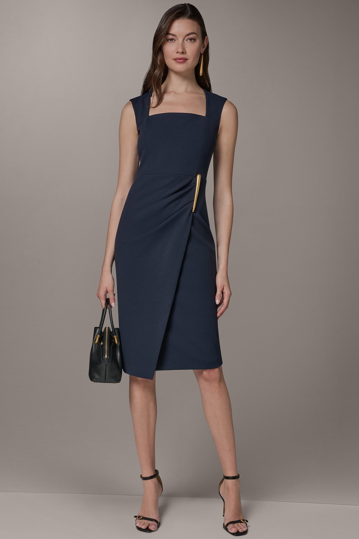 Nightfall SLEEVELESS WRAP-EFFECT MIDI DRESS Donna Karan