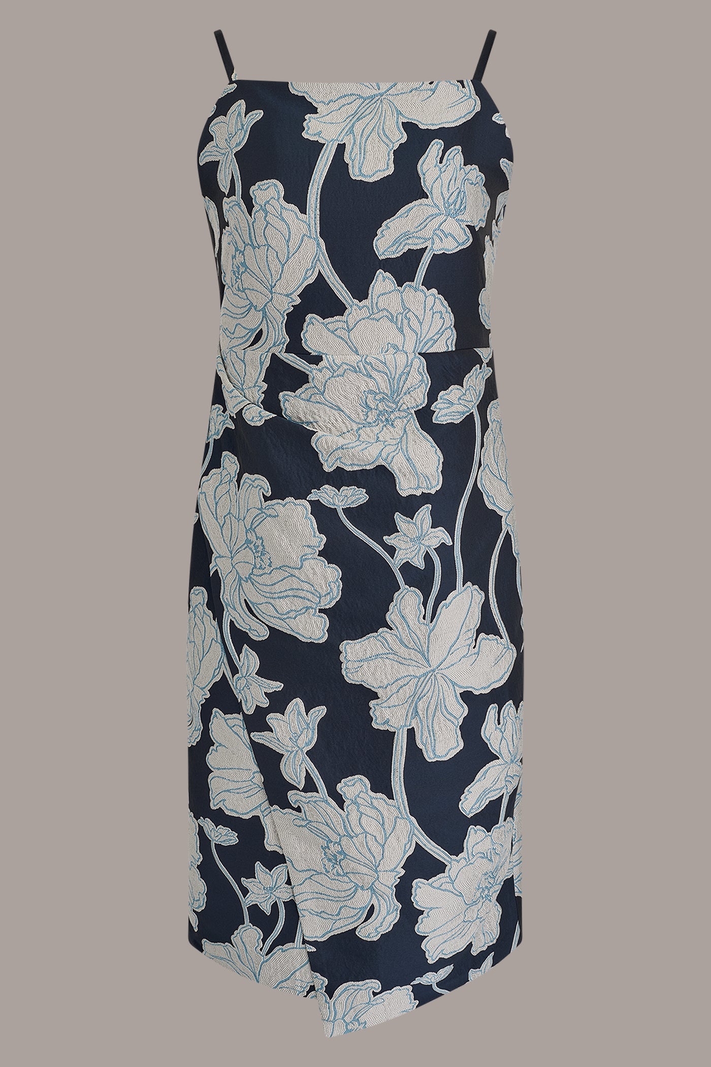 Nightfall/Sky Blue Multi SLEEVELESS FLORAL MIDI DRESS Donna Karan