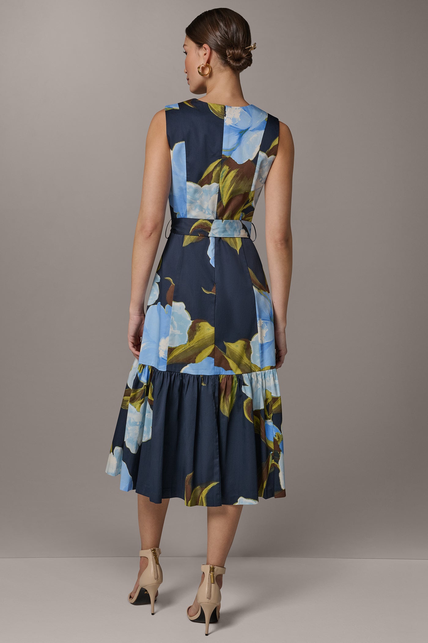 Nightfall Multi SLEEVELESS WRAP-EFFECT MIDI DRESS Donna Karan