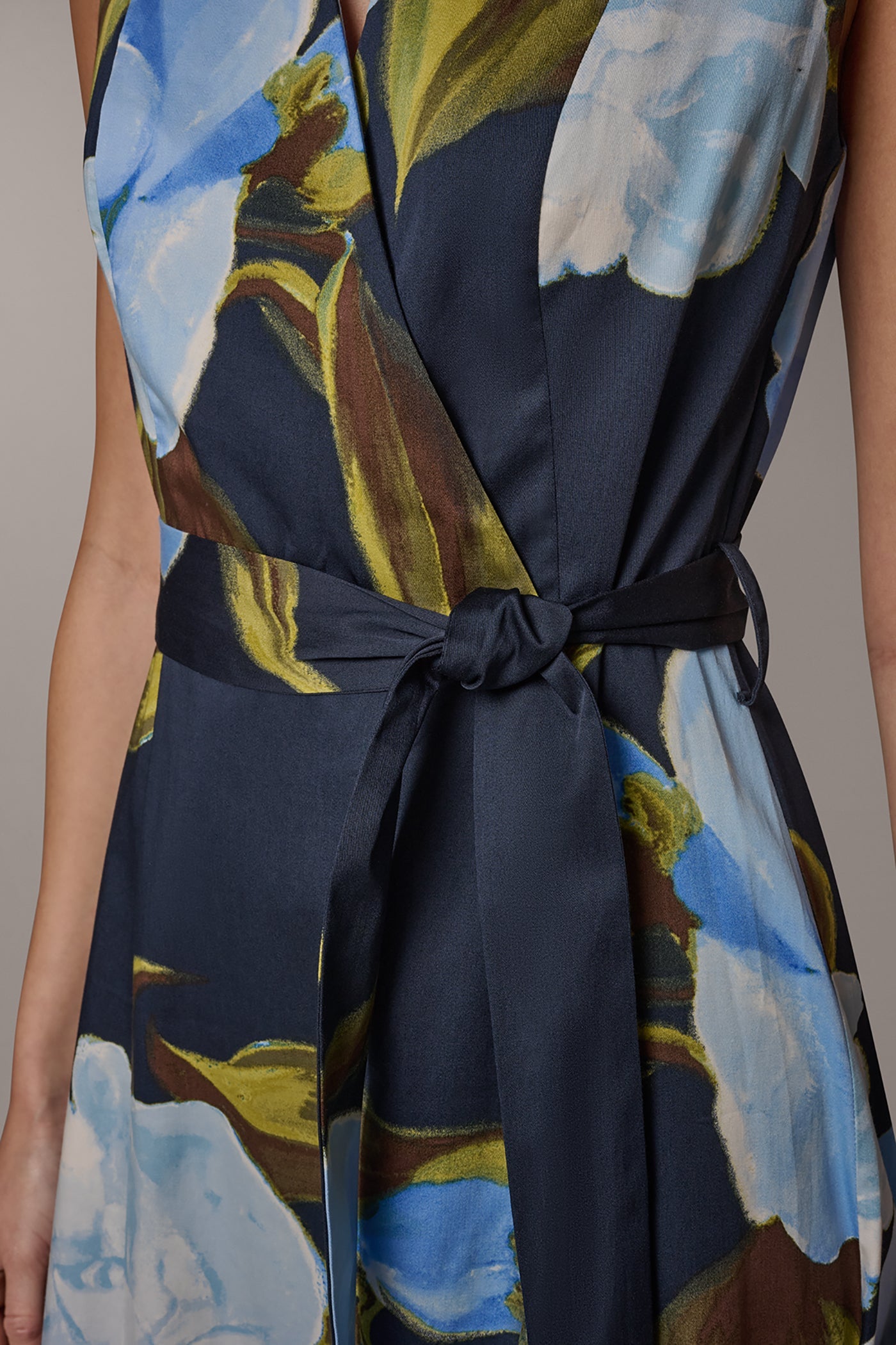 Nightfall Multi SLEEVELESS WRAP-EFFECT MIDI DRESS Donna Karan