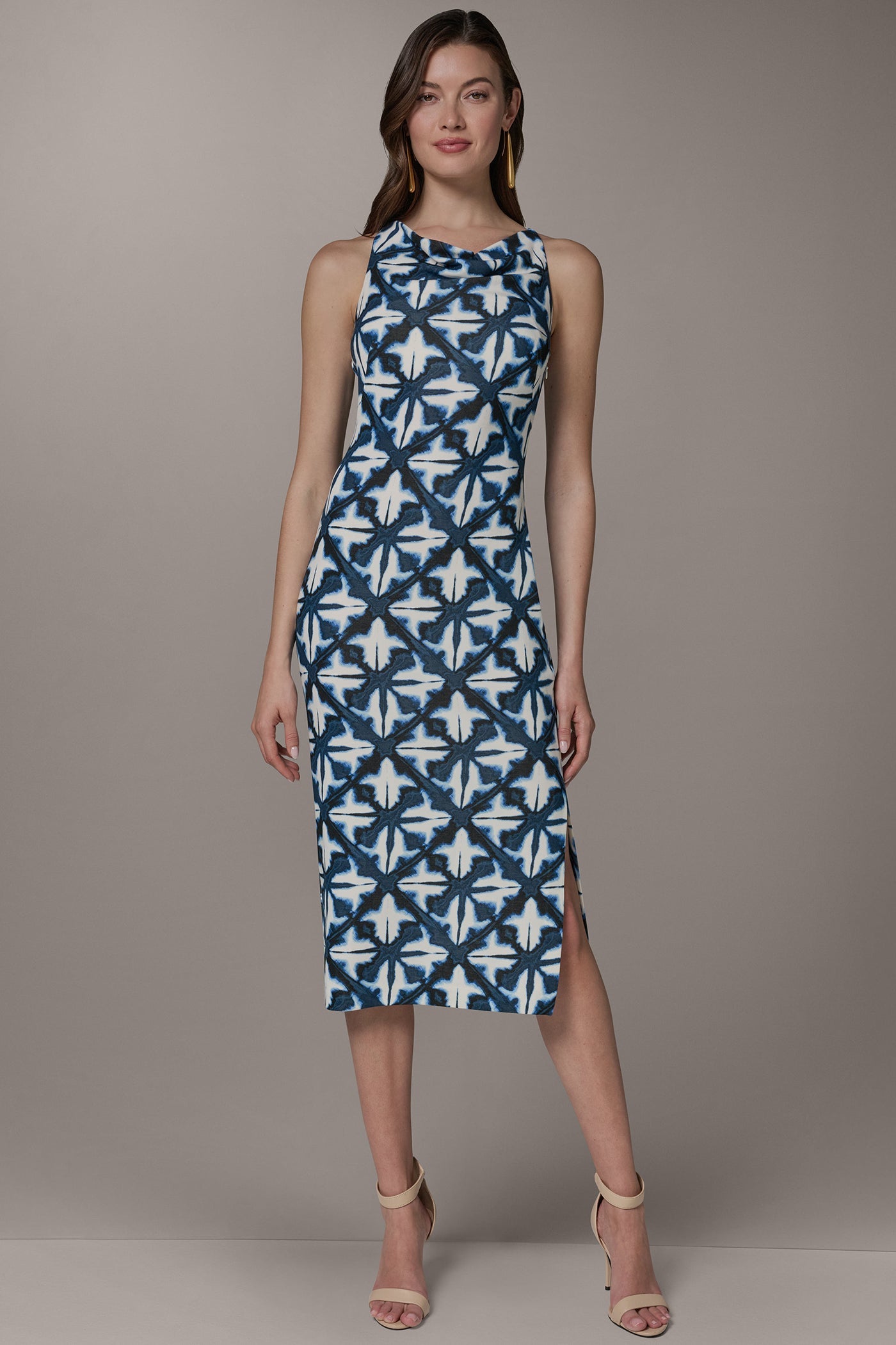 Nightfall Multi SLEEVELESS MIDI HALTER DRESS Donna Karan
