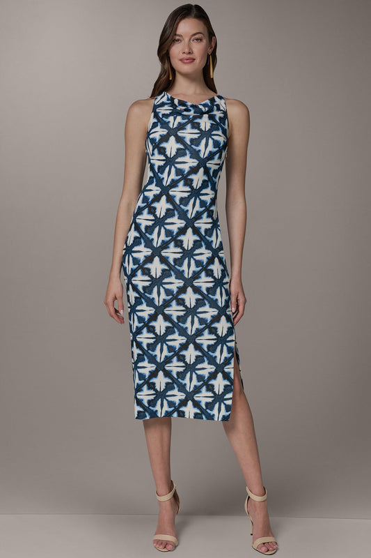 Nightfall Multi SLEEVELESS MIDI HALTER DRESS Donna Karan