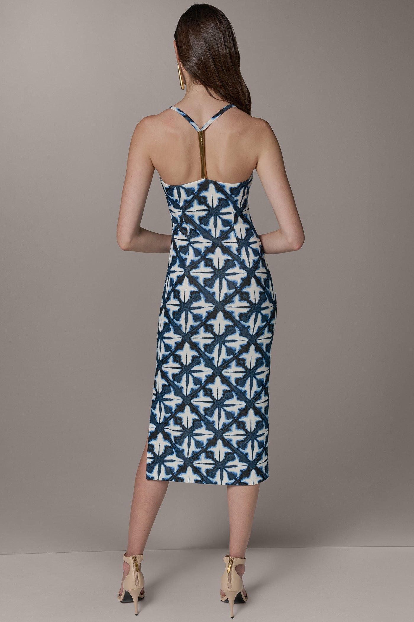 Nightfall Multi SLEEVELESS MIDI HALTER DRESS Donna Karan