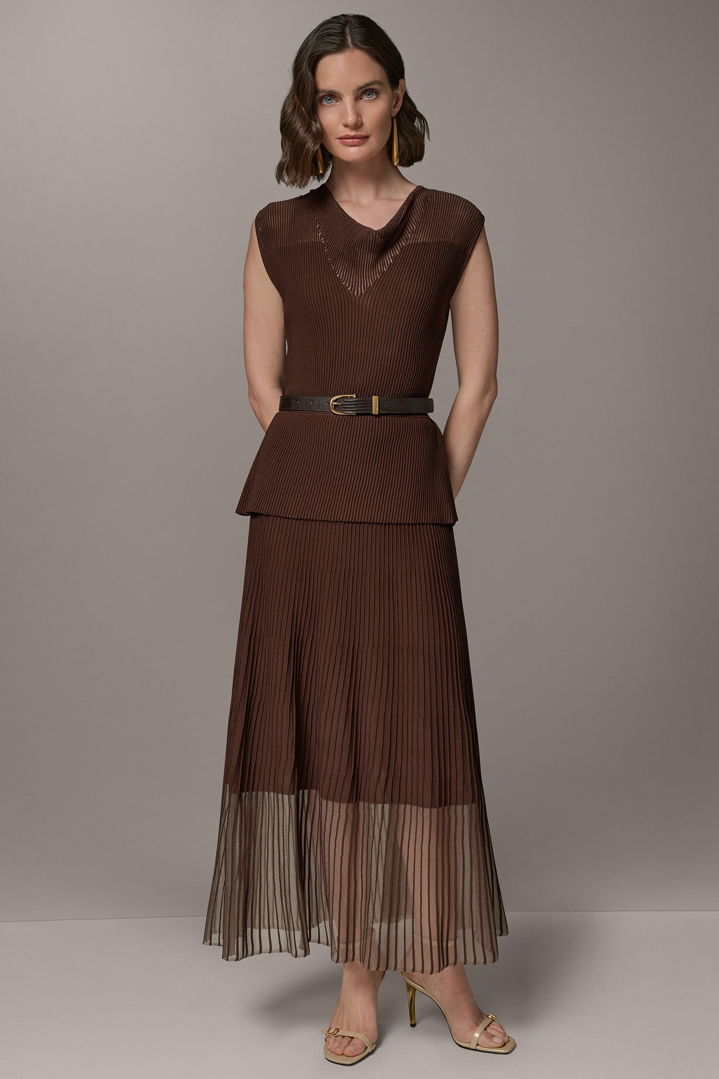 Canyon SLEEVELESS COWL NECK MIDI SWEATER DRESS Donna Karan