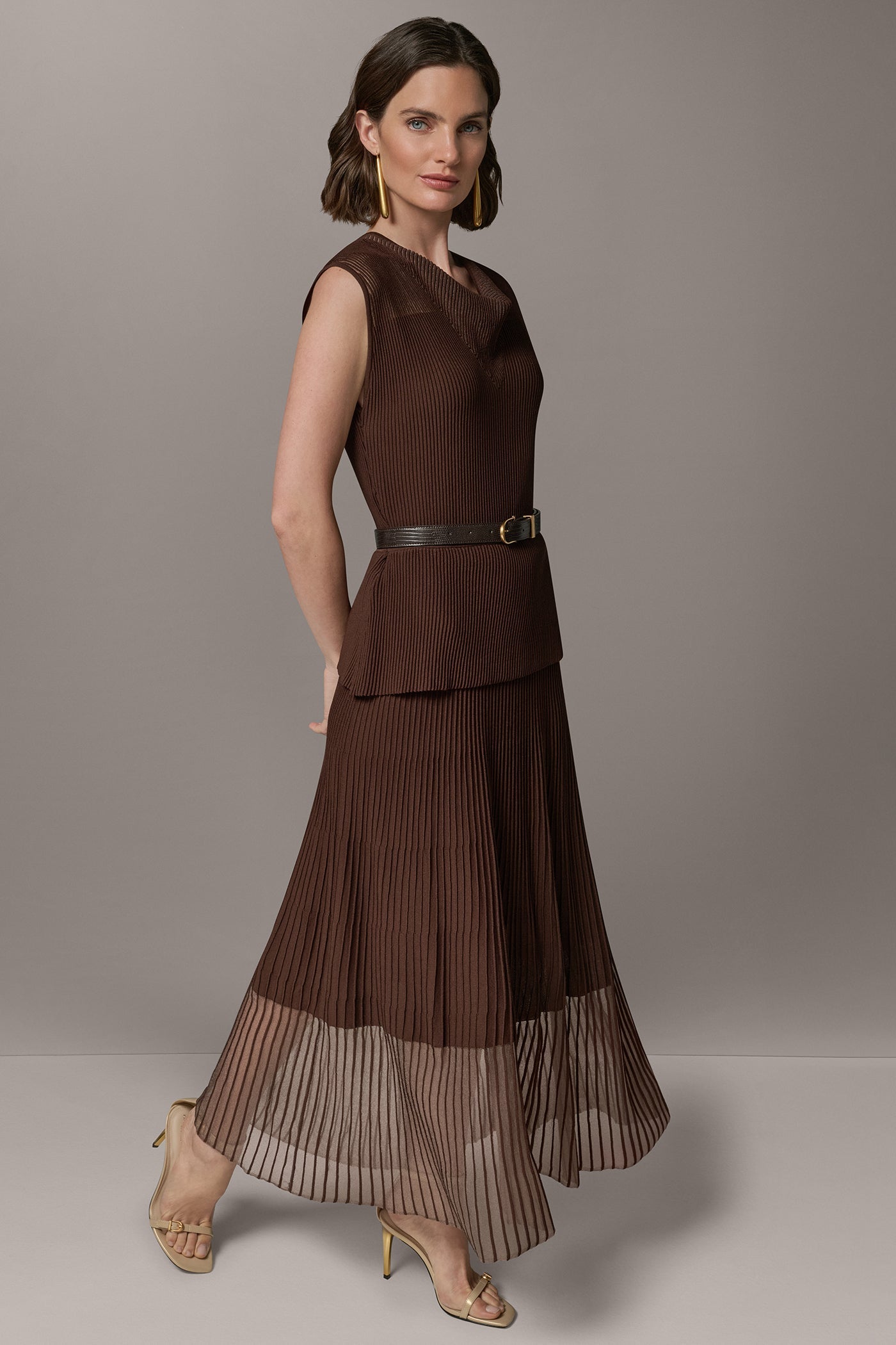 Canyon SLEEVELESS COWL NECK MIDI SWEATER DRESS Donna Karan