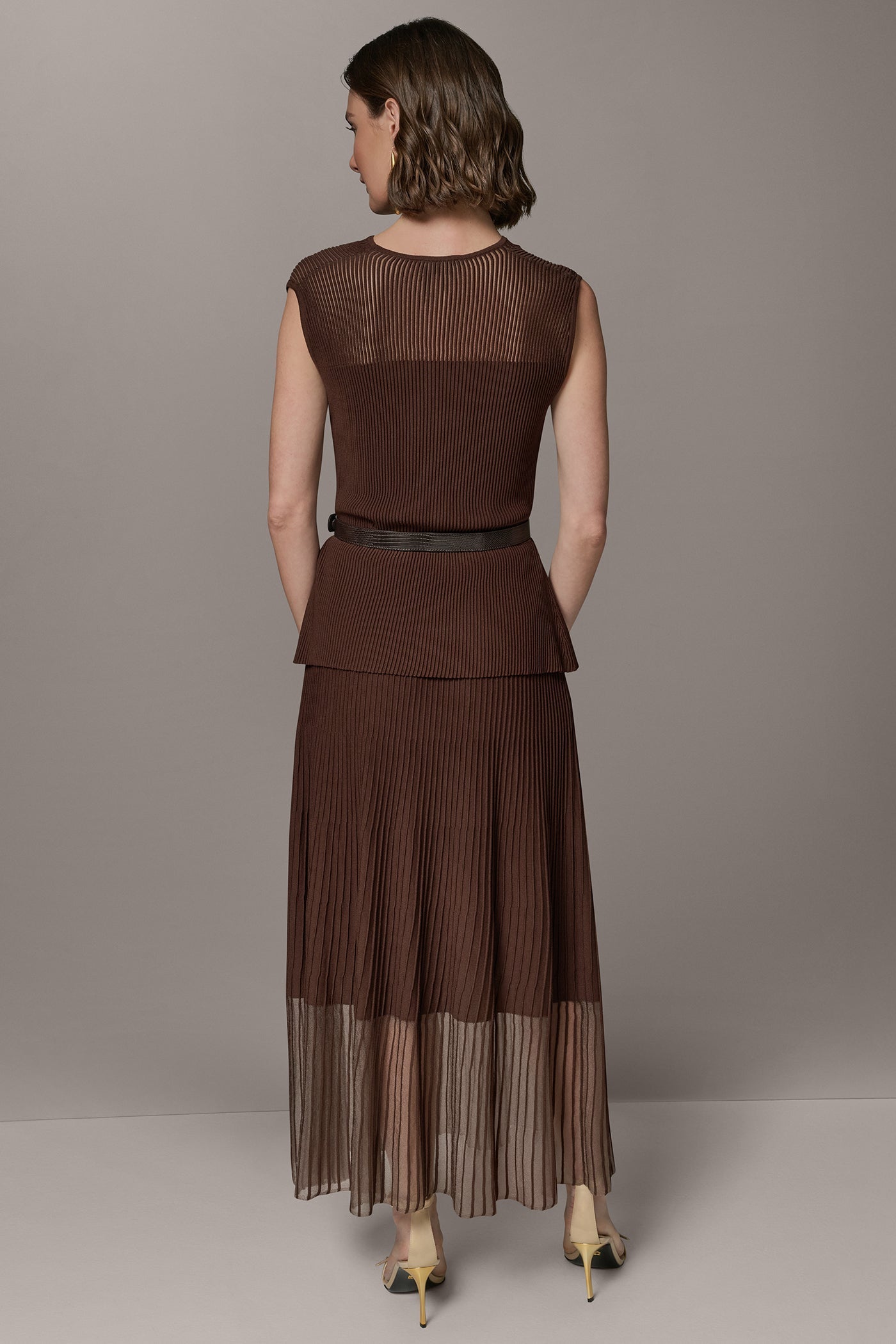 Canyon SLEEVELESS COWL NECK MIDI SWEATER DRESS Donna Karan