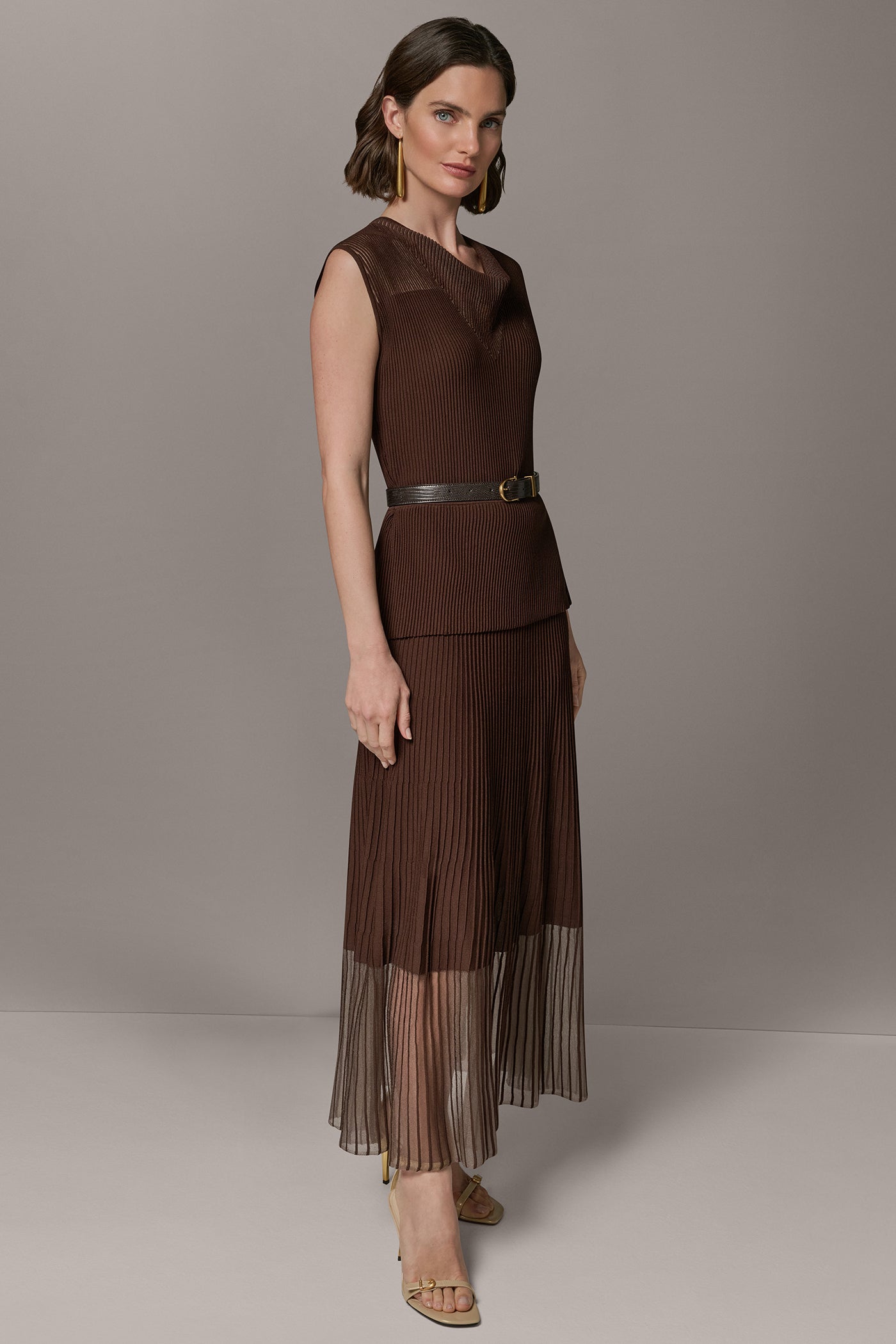 Canyon SLEEVELESS COWL NECK MIDI SWEATER DRESS Donna Karan