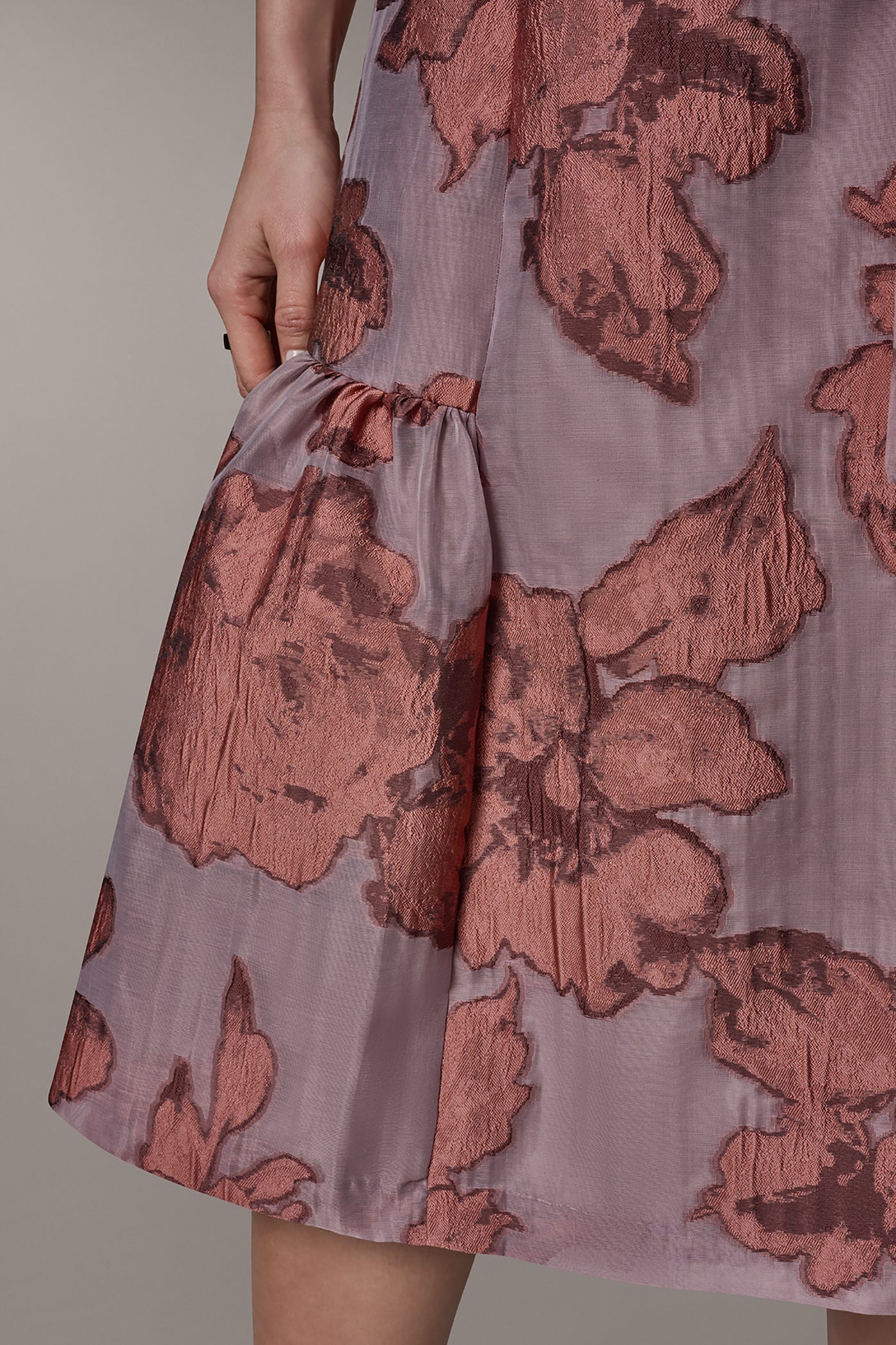 Desert Clay Multi SLEEVELESS FLORAL MIDI FIT AND FLARE DRESS Donna Karan