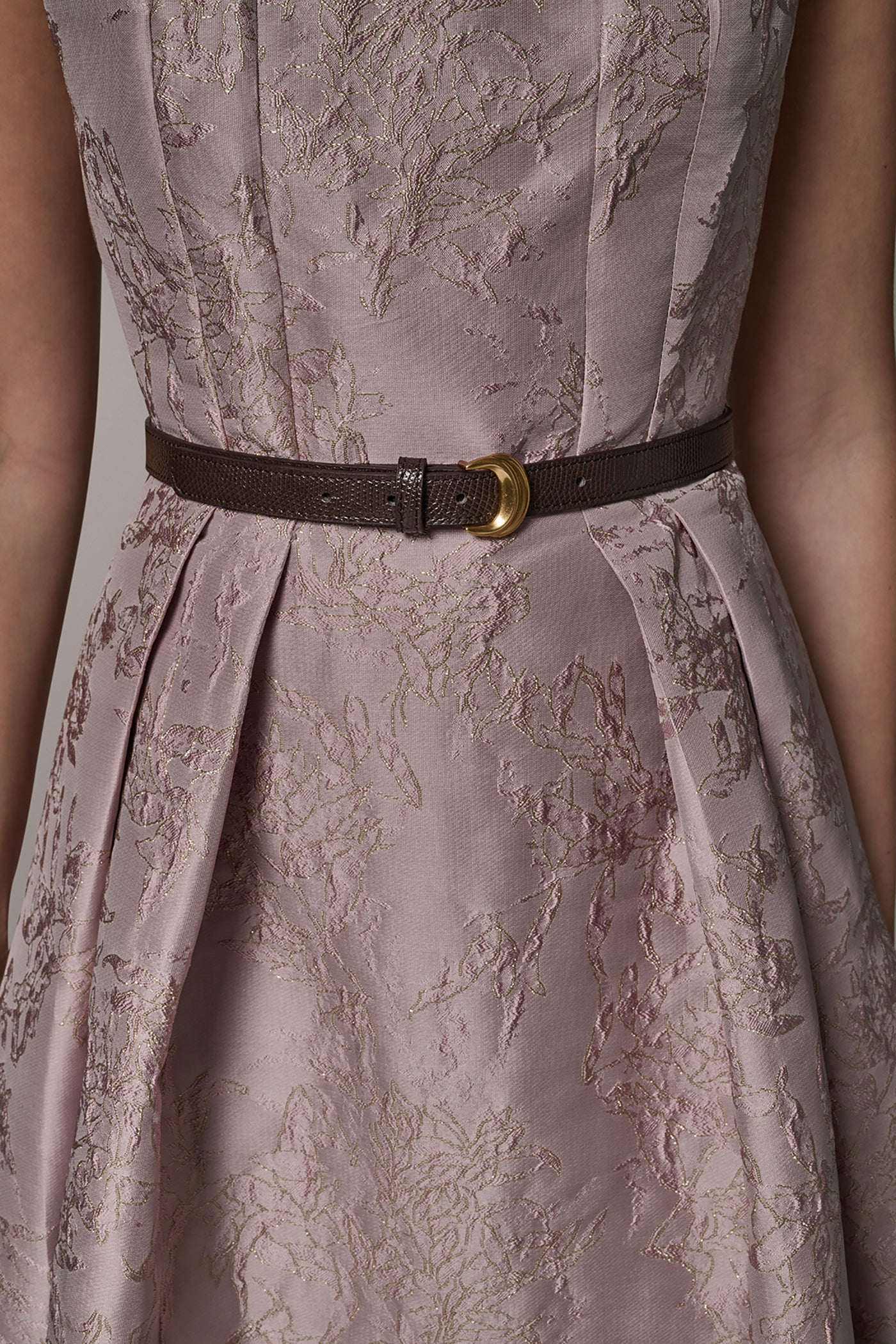 Lilac SLEEVELESS ASYMMETRIC MIDI FIT AND FLARE DRESS Donna Karan