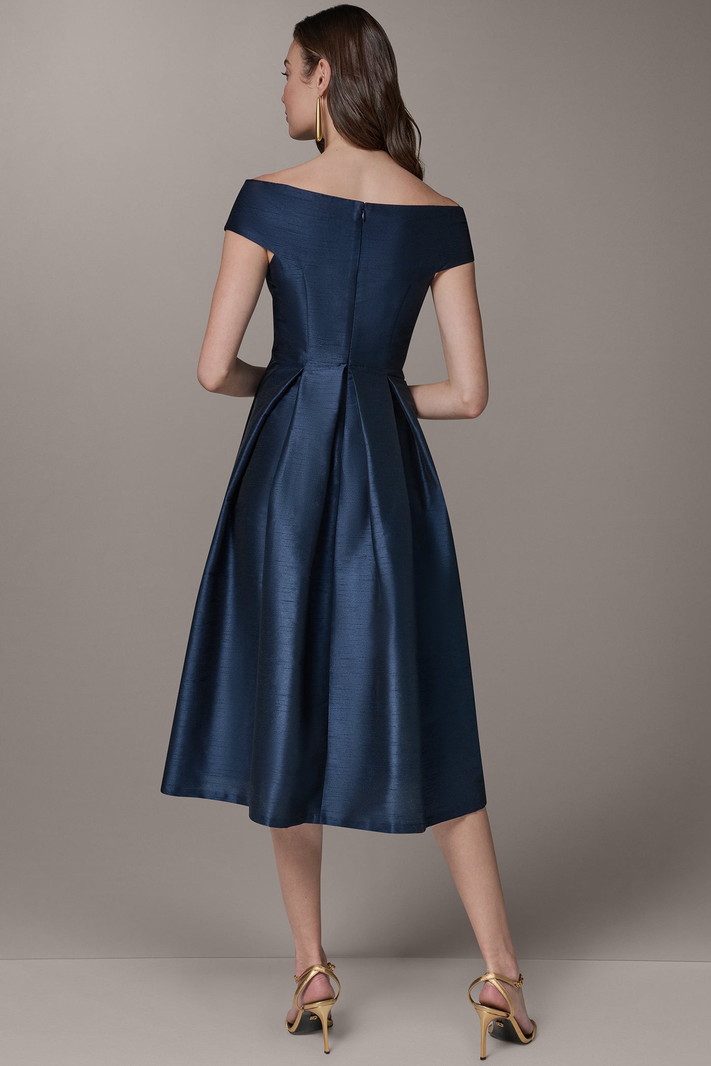 Nightfall OFF THE SHOULDER MIDI FIT AND FLARE DRESS Donna Karan