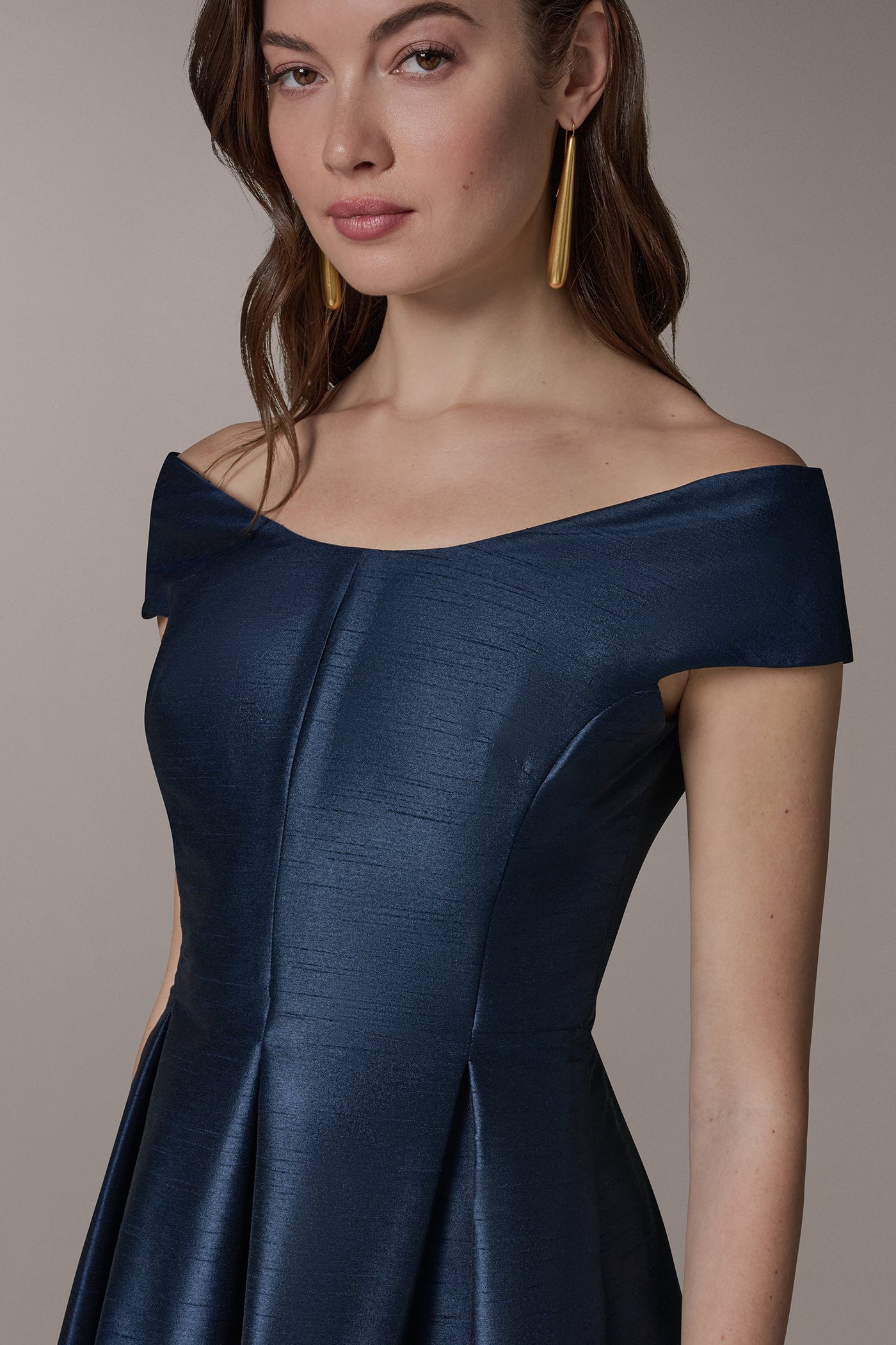 Nightfall OFF THE SHOULDER MIDI FIT AND FLARE DRESS Donna Karan