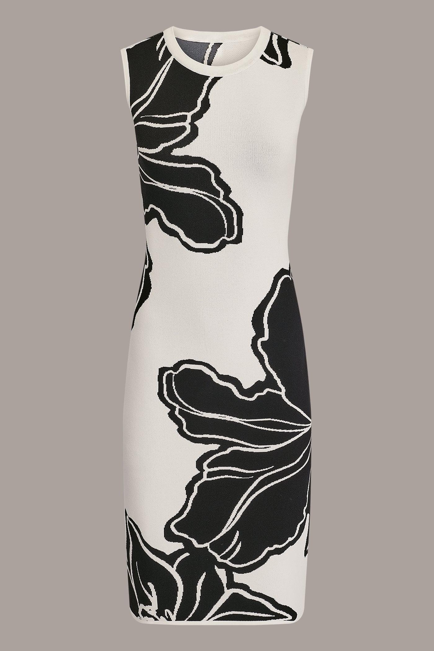 Cream/Black SLEEVELESS MIDI SWEATER DRESS Donna Karan