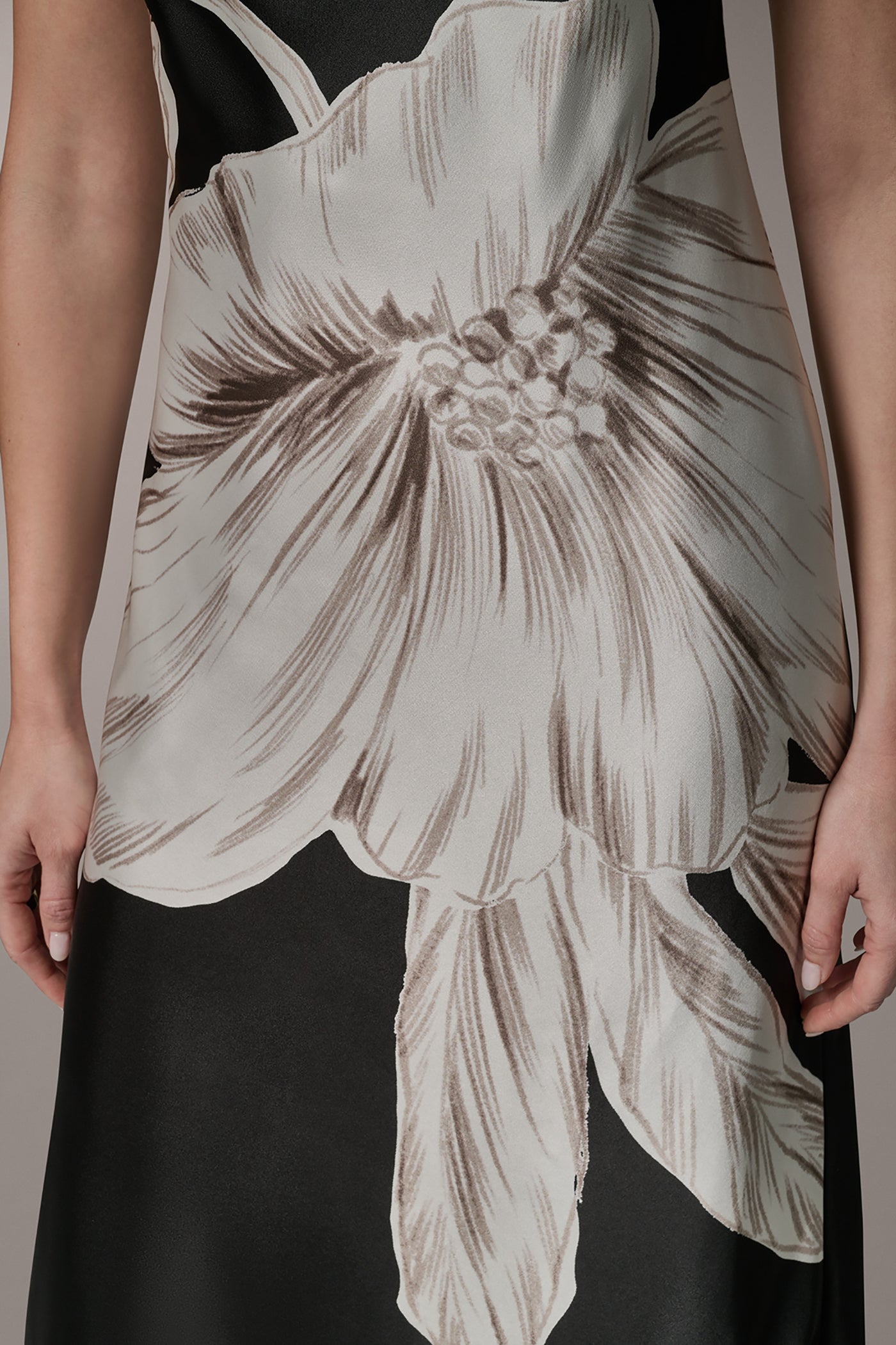 Black Multi SLEEVELESS ASYMMETRIC MIDI HALTER DRESS Donna Karan