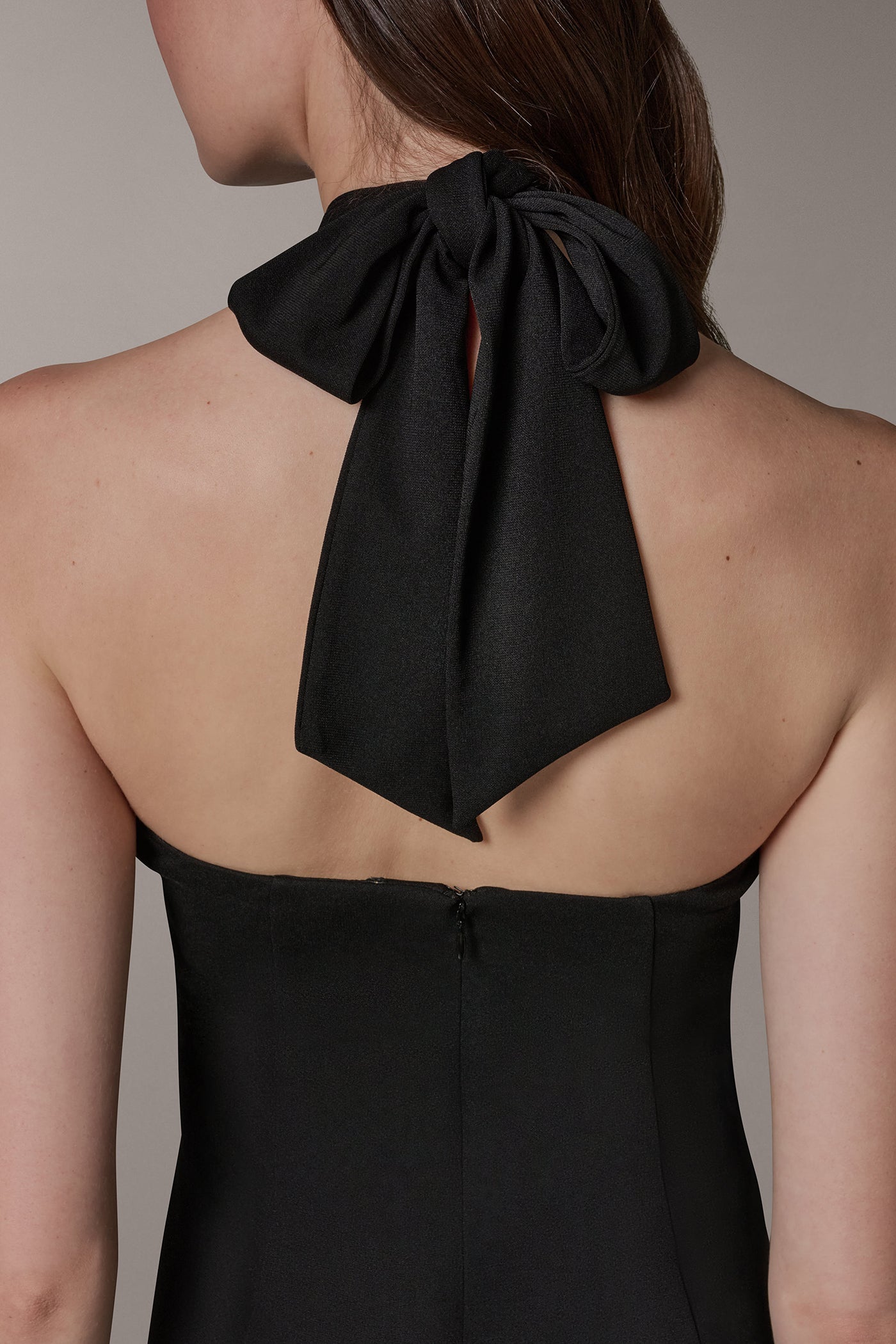 Black SLEEVELESS MIDI A-LINE HALTER DRESS Donna Karan