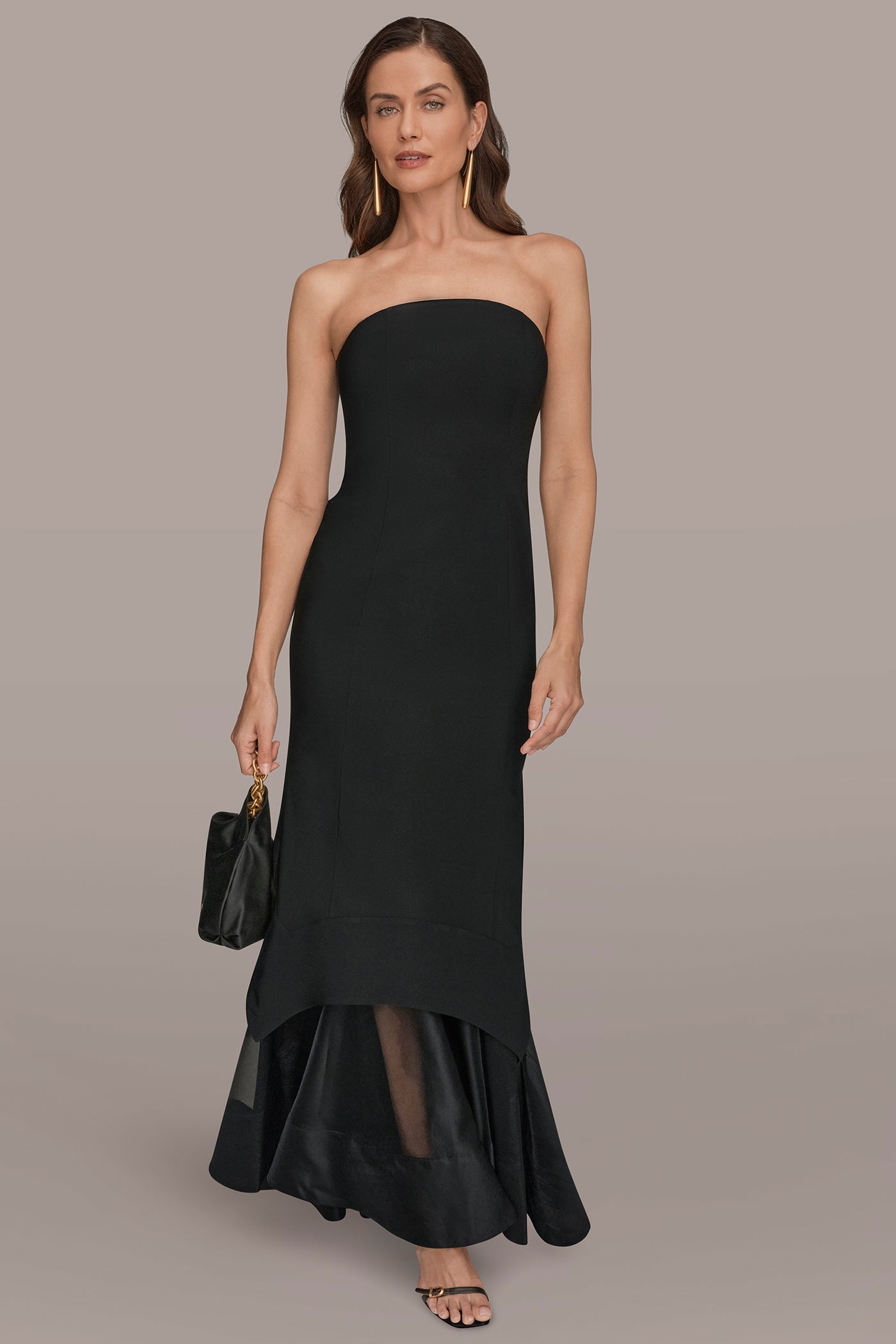 Black STRAPLESS ORGANZA SKIRT GOWN Donna Karan