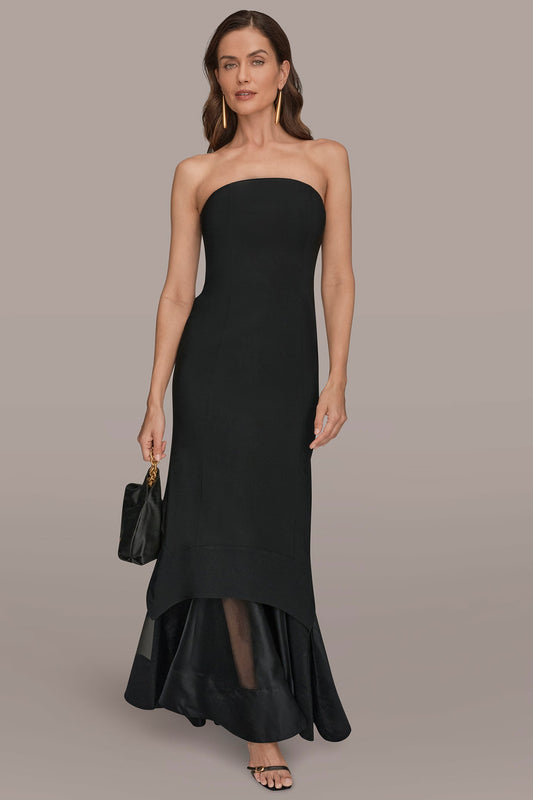 Black STRAPLESS ORGANZA SKIRT GOWN Donna Karan