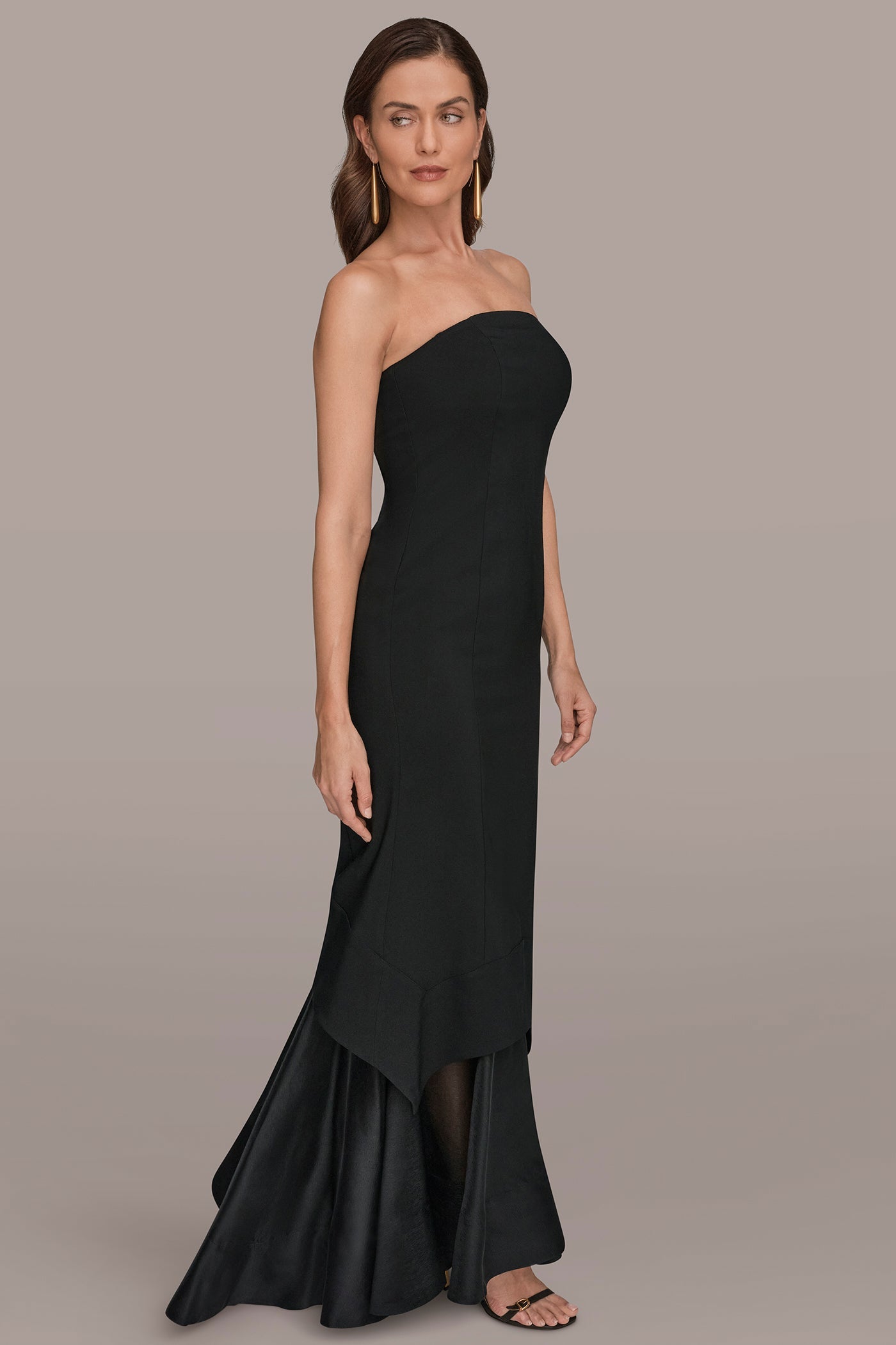 Black STRAPLESS ORGANZA SKIRT GOWN Donna Karan