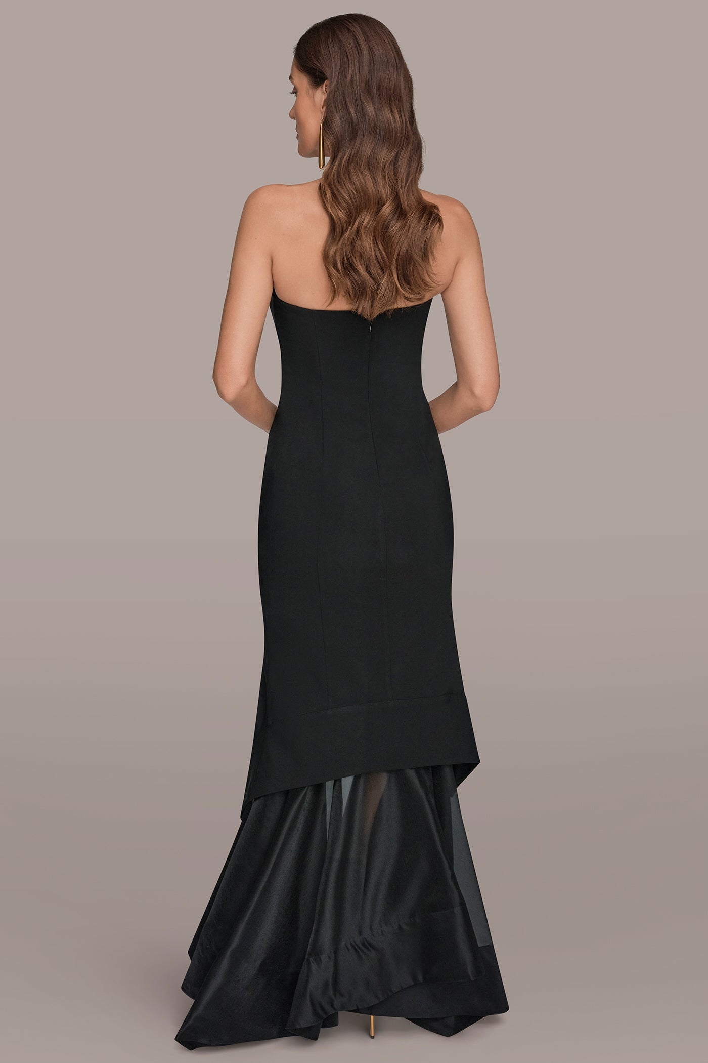 Black STRAPLESS ORGANZA SKIRT GOWN Donna Karan