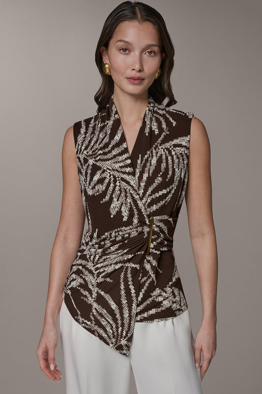Canyon Multi FLORAL FAUX WRAP TOP Donna Karan