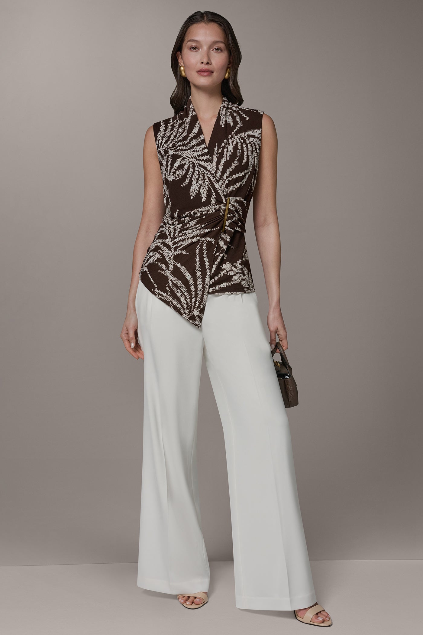 Canyon Multi FLORAL FAUX WRAP TOP Donna Karan