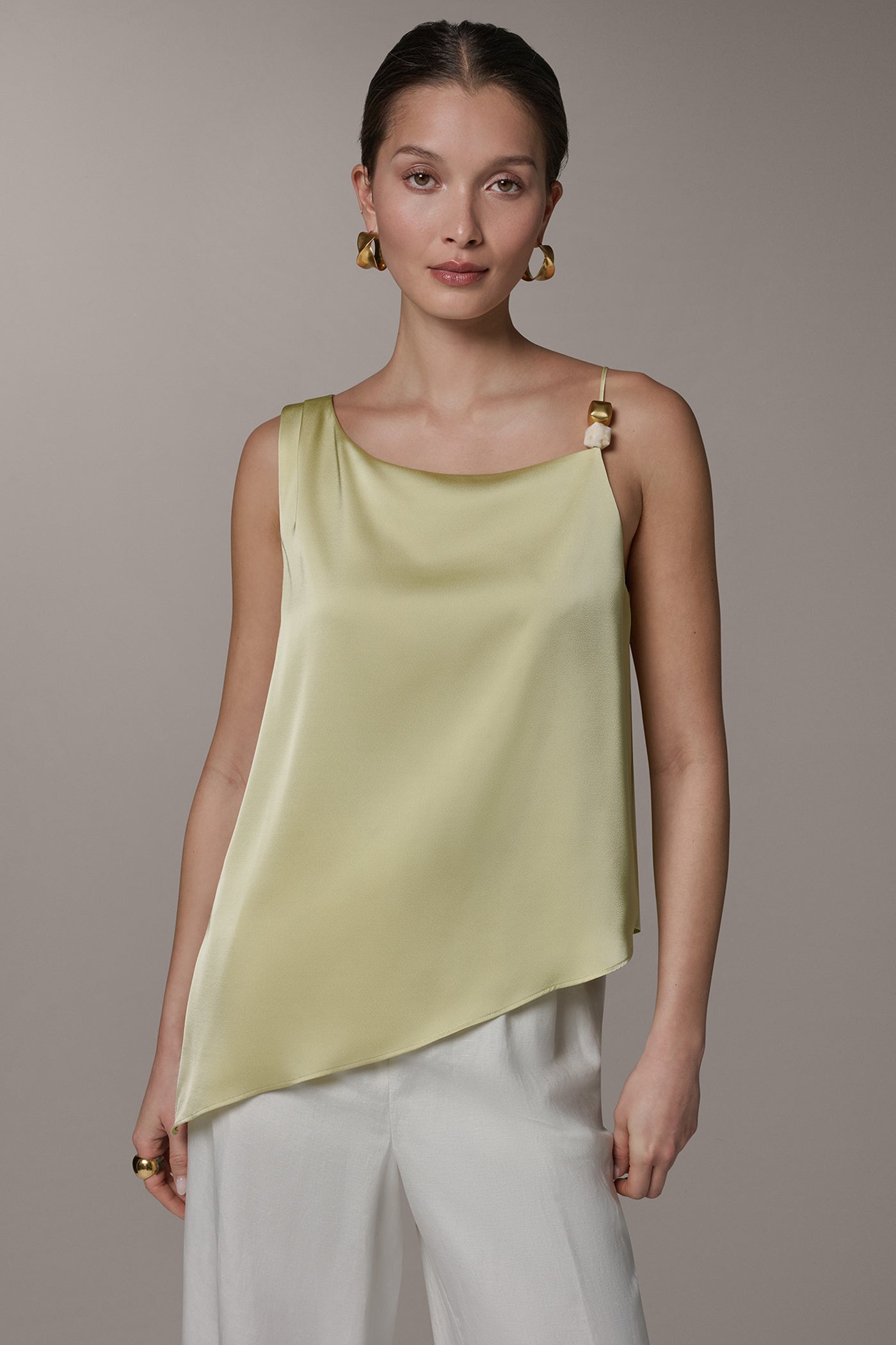 Citrus SLEEVELESS ASYMMETRIC BEAD TANK Donna Karan