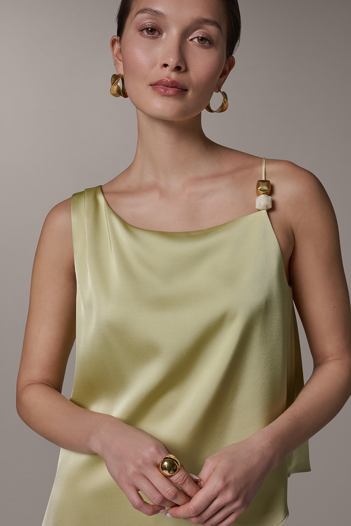 Citrus SLEEVELESS ASYMMETRIC BEAD TANK Donna Karan