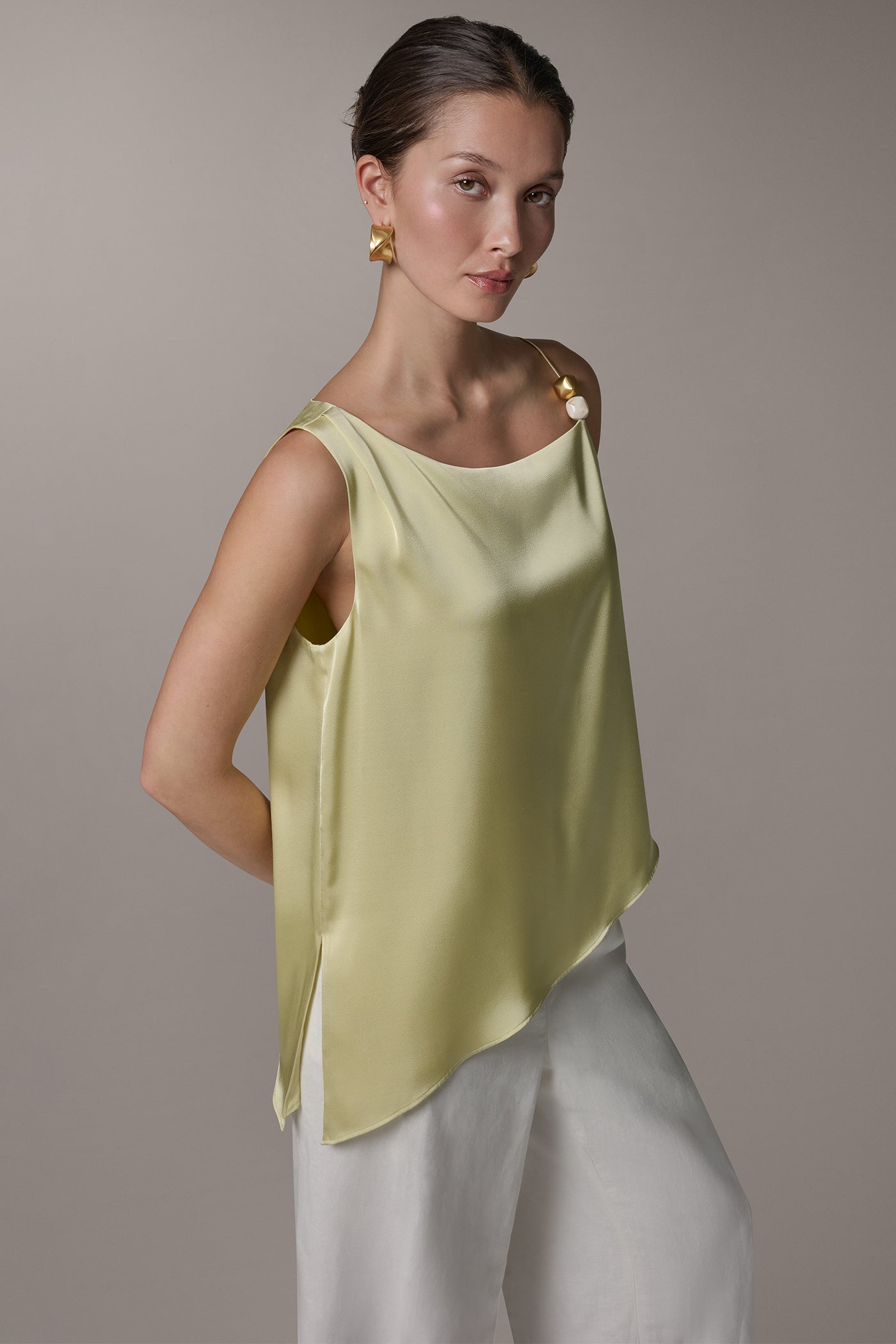 Citrus SLEEVELESS ASYMMETRIC BEAD TANK Donna Karan