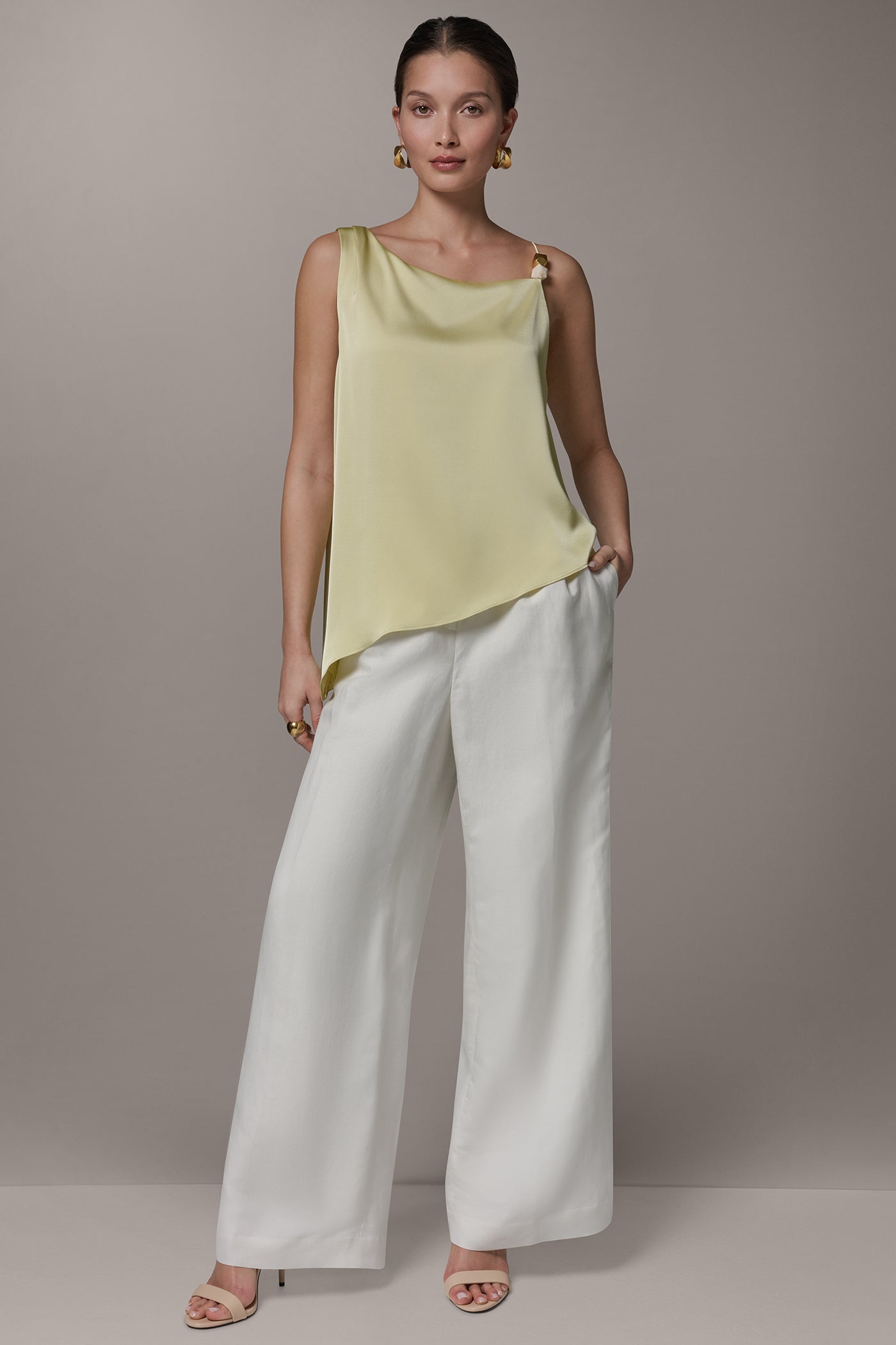 Citrus SLEEVELESS ASYMMETRIC BEAD TANK Donna Karan