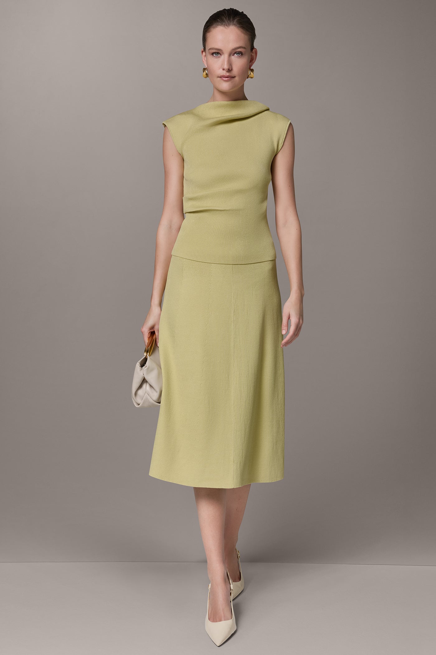 Citrus SLEEVELESS ASYMMETRIC BOATNECK SWEATER Donna Karan