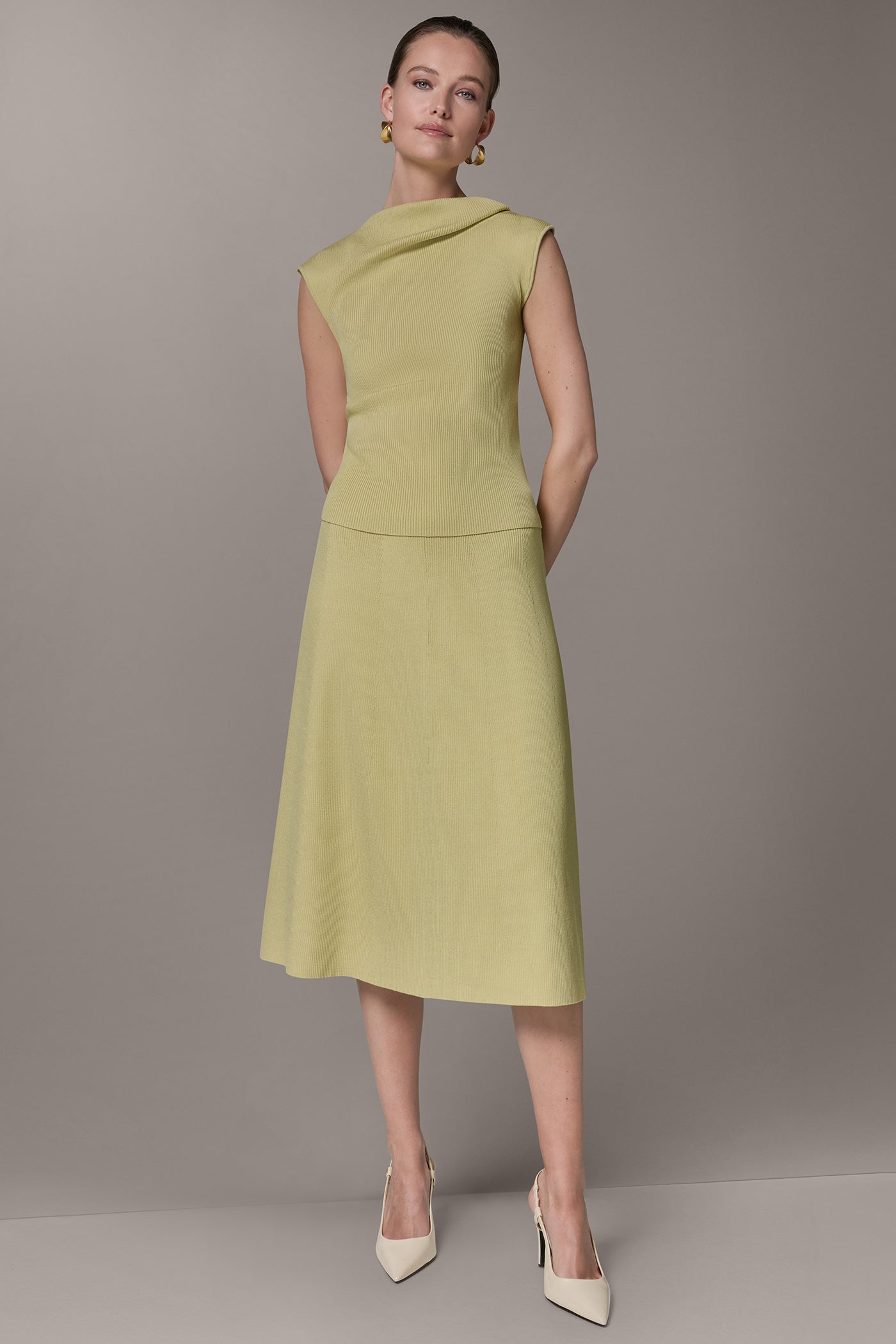 Citrus SLEEVELESS ASYMMETRIC BOATNECK SWEATER Donna Karan