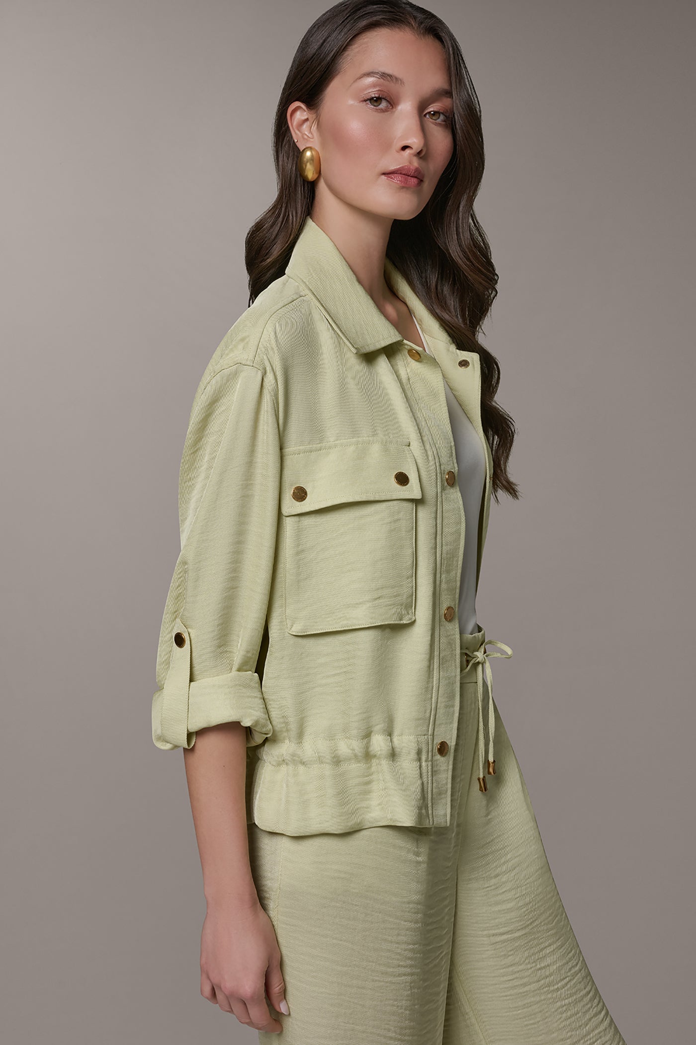 Citrus LONG SLEEVE TIE WAIST SHIRT Donna Karan