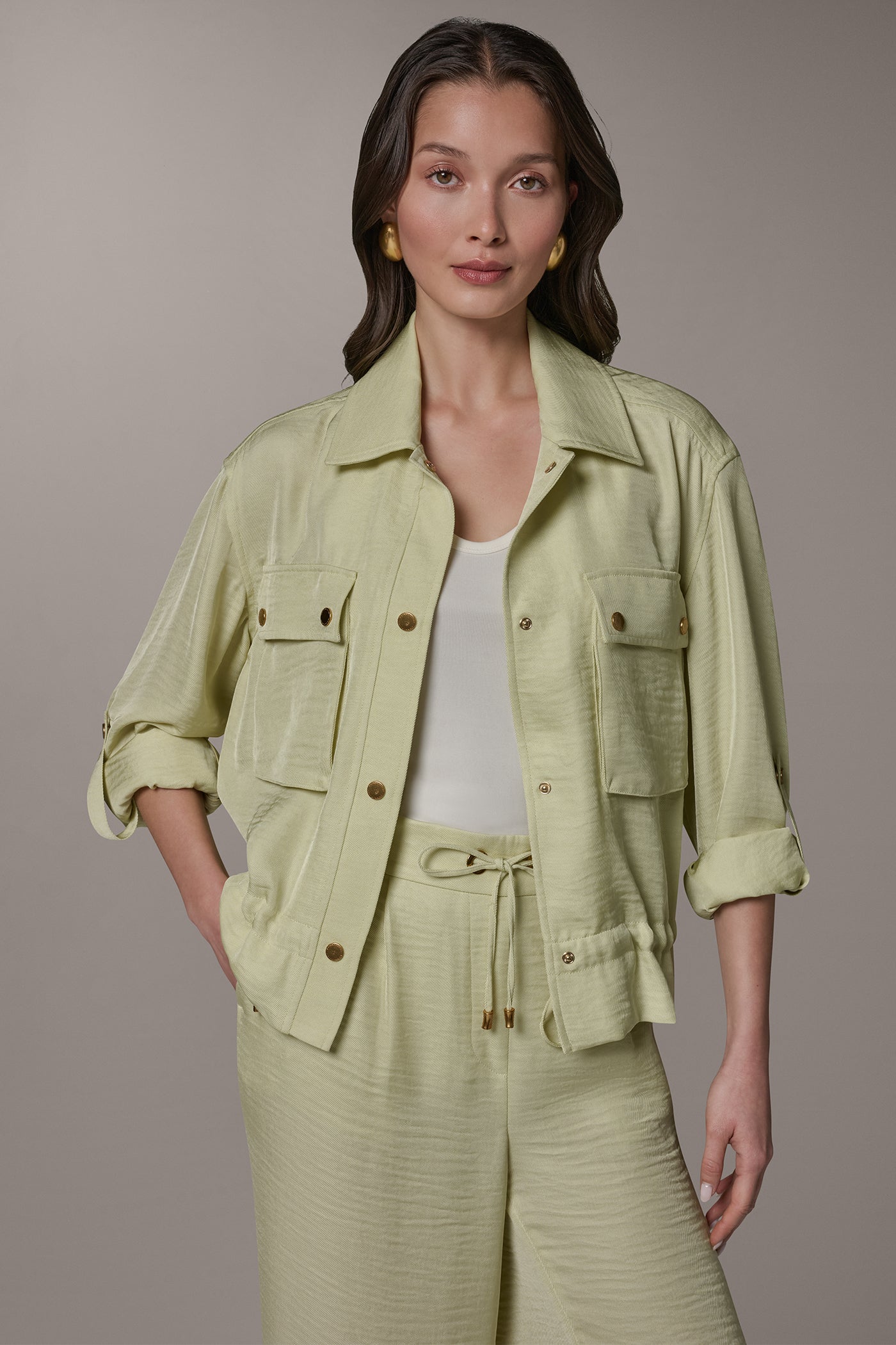 Citrus LONG SLEEVE TIE WAIST SHIRT Donna Karan