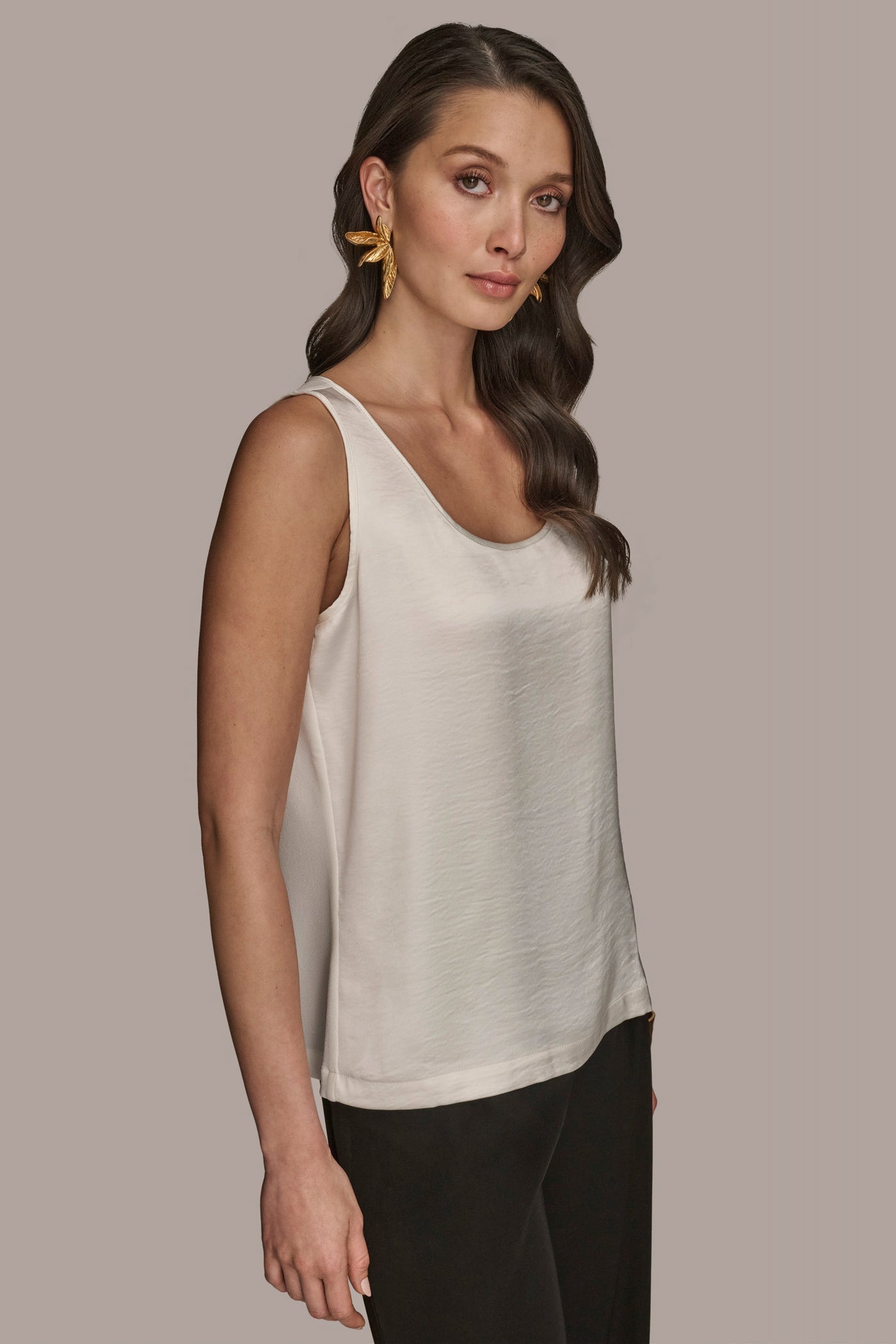 cream SCOOP NECK SHELL Donna Karan