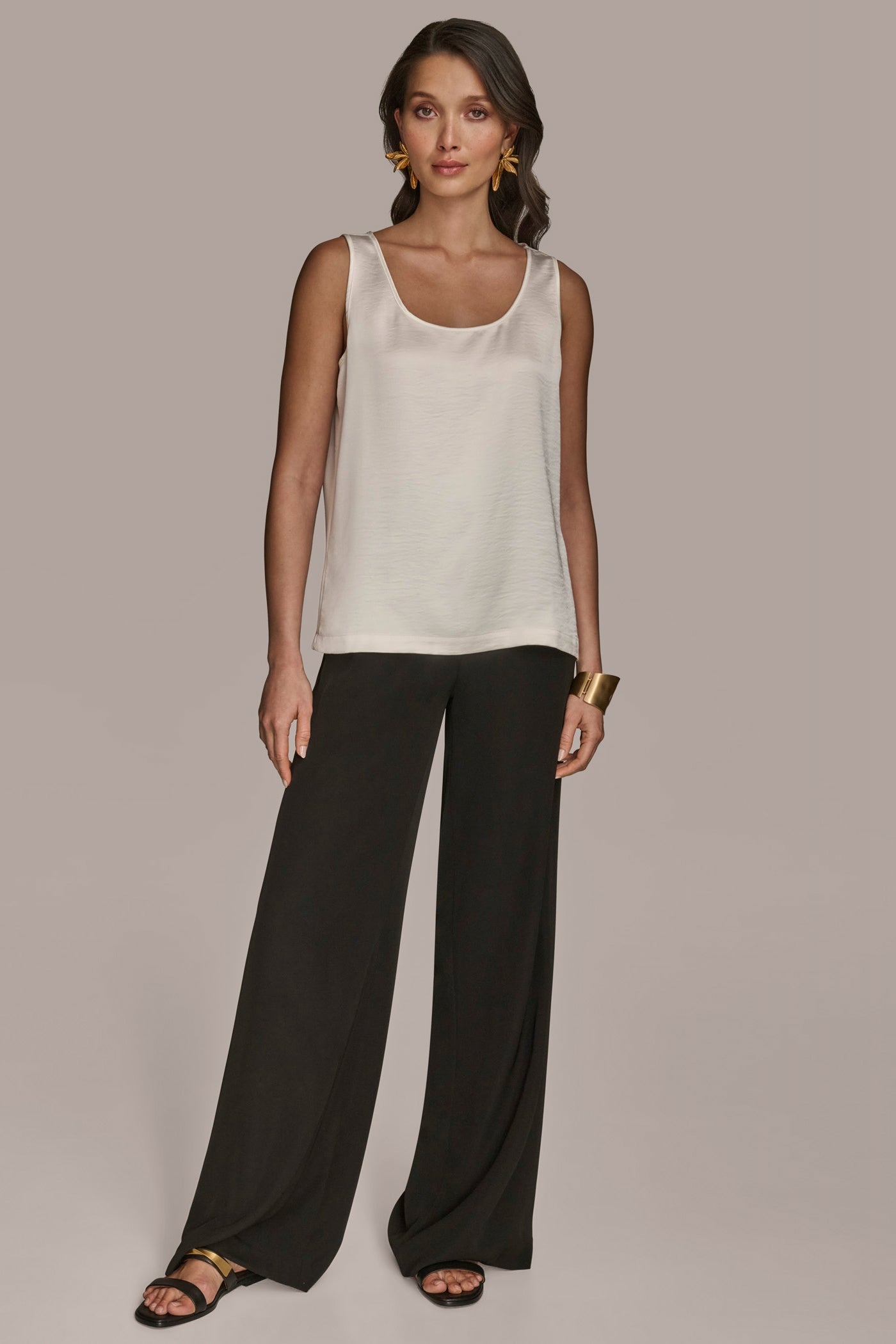 cream SCOOP NECK SHELL Donna Karan