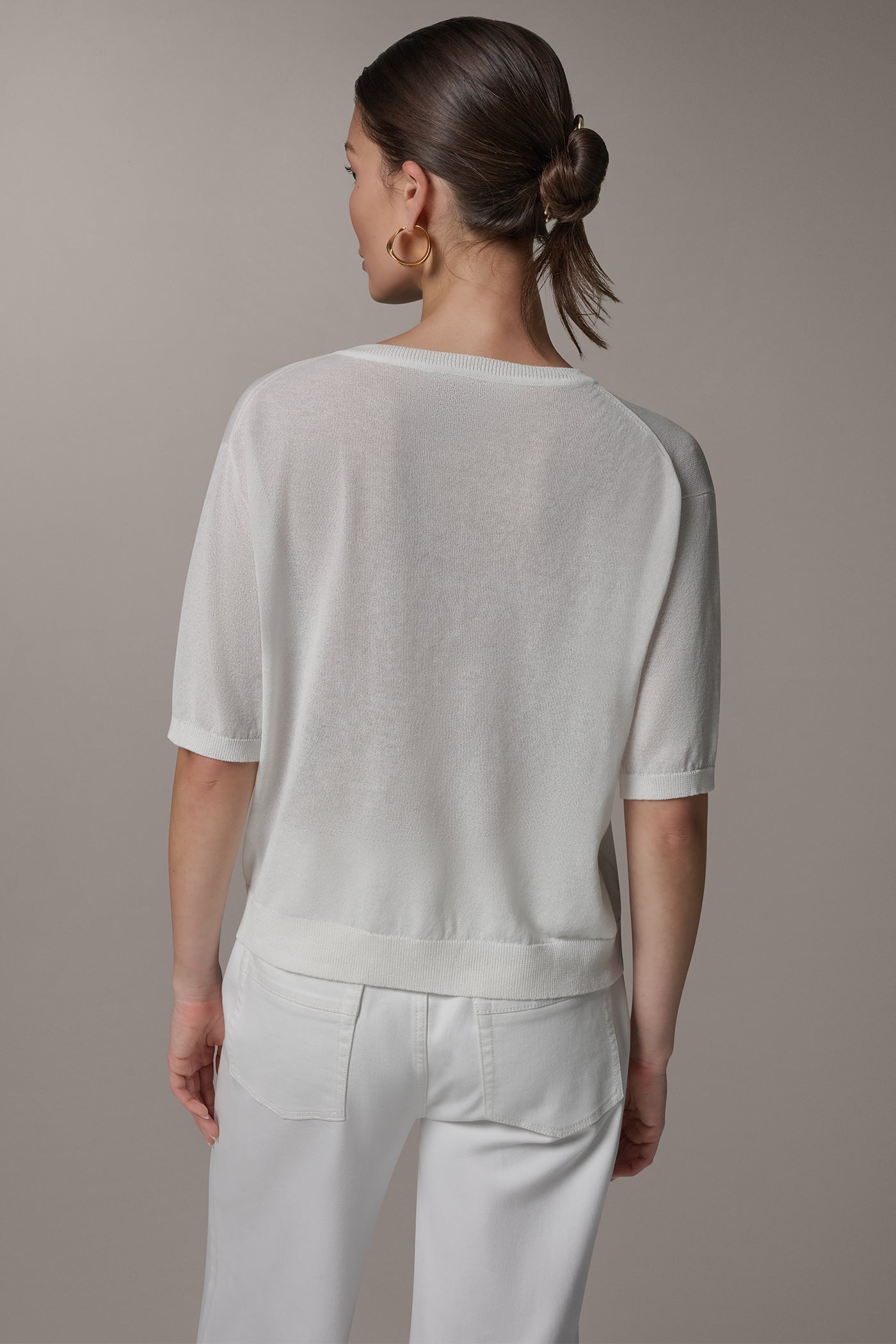 Cream ELBOW SLEEVE SWEATER Donna Karan