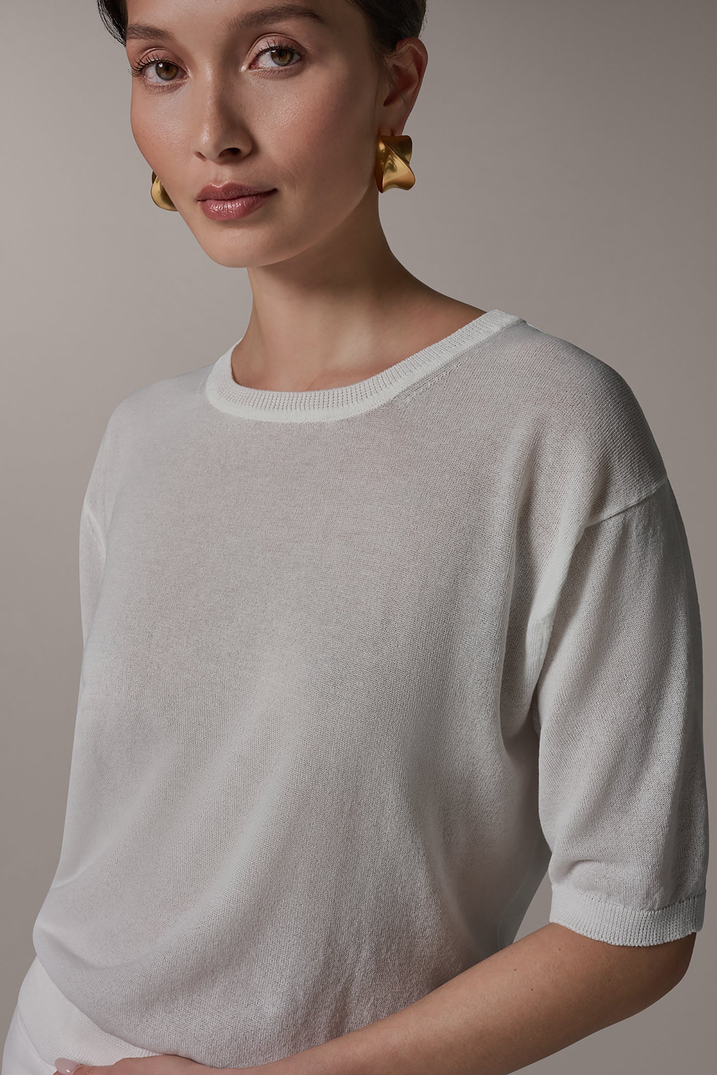 Cream ELBOW SLEEVE SWEATER Donna Karan