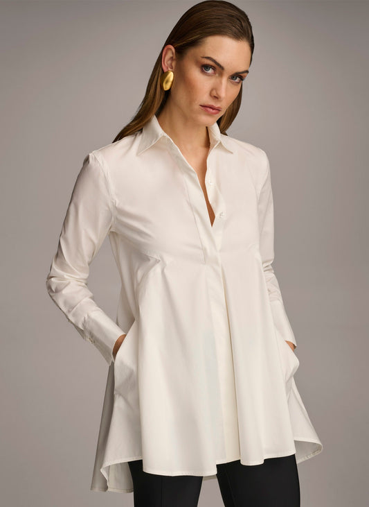Cream LONG SLEEVE A-LINE TUNIC Donna Karan