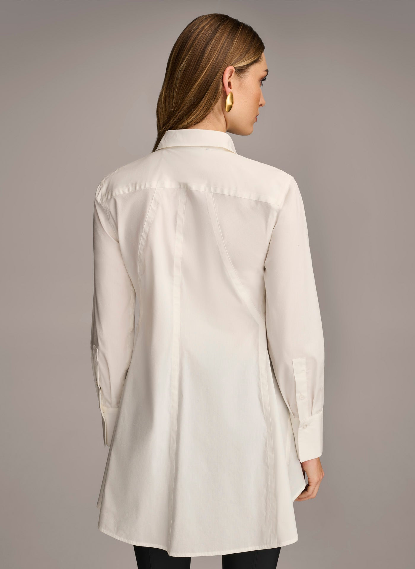 Cream LONG SLEEVE A-LINE TUNIC Donna Karan