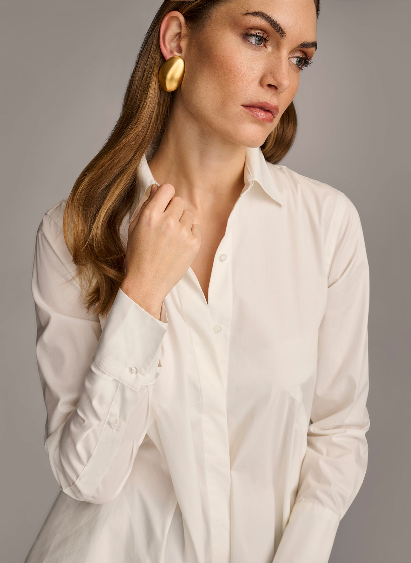 Cream LONG SLEEVE A-LINE TUNIC Donna Karan