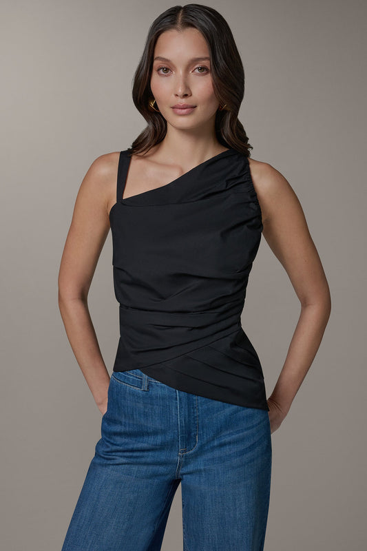 Black SLEEVELESS ASYMMETRIC BLOUSE Donna Karan