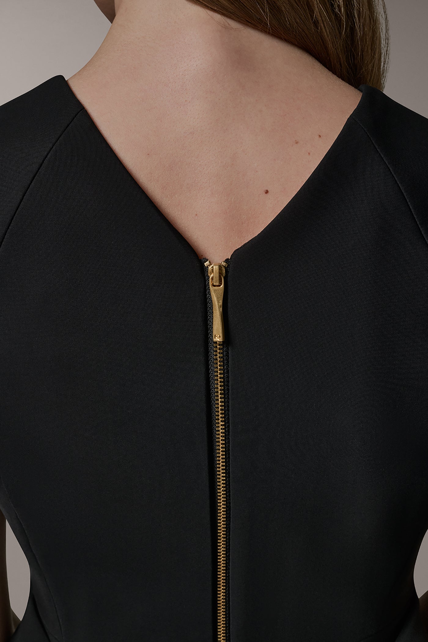 Black SHORT SLEEVE PEPLUM TOP Donna Karan