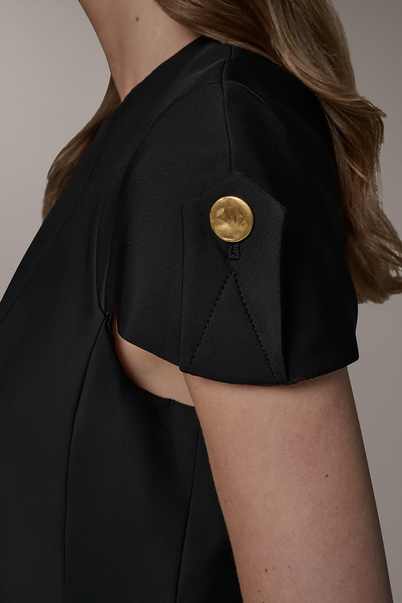 Black SHORT SLEEVE PEPLUM TOP Donna Karan
