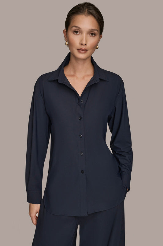 NIGHTFALL THE MODERN TRAVEL BUTTON-DOWN SHIRT Donna Karan