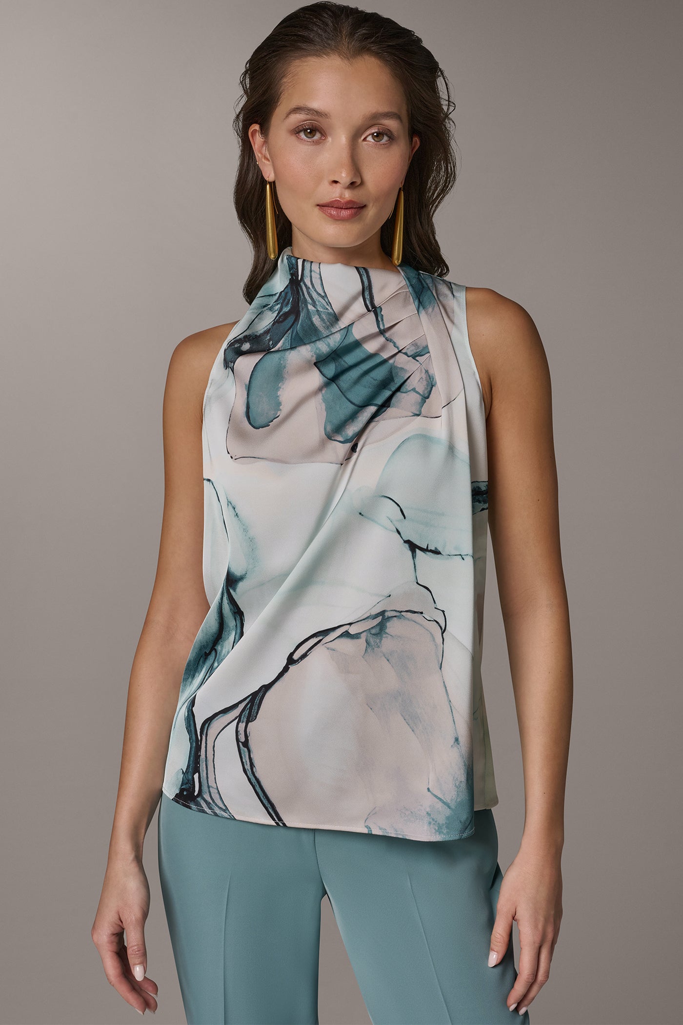 Skylight Multi DRAPE TWIST SHOULDER BLOUSE Donna Karan