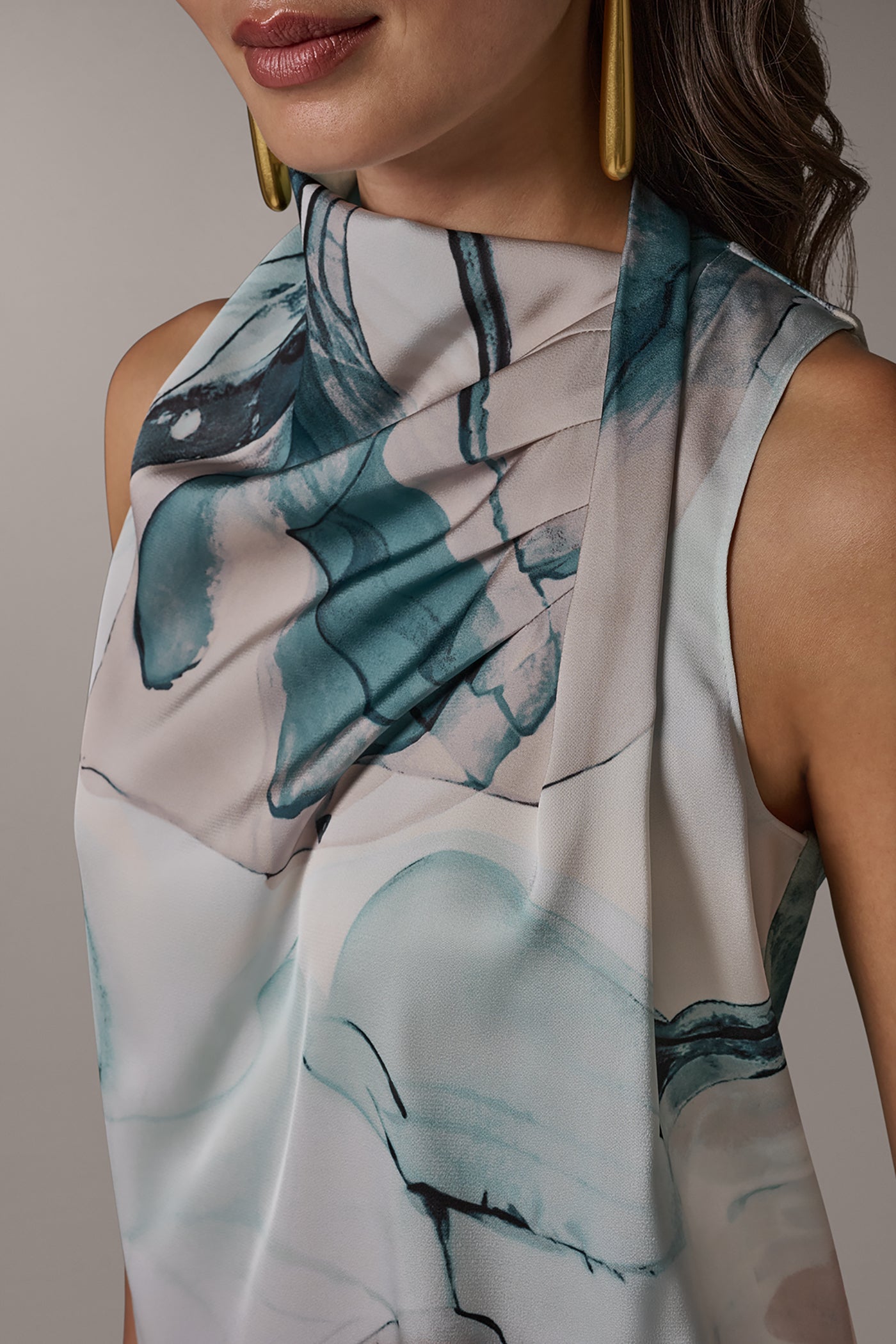 Skylight Multi DRAPE TWIST SHOULDER BLOUSE Donna Karan