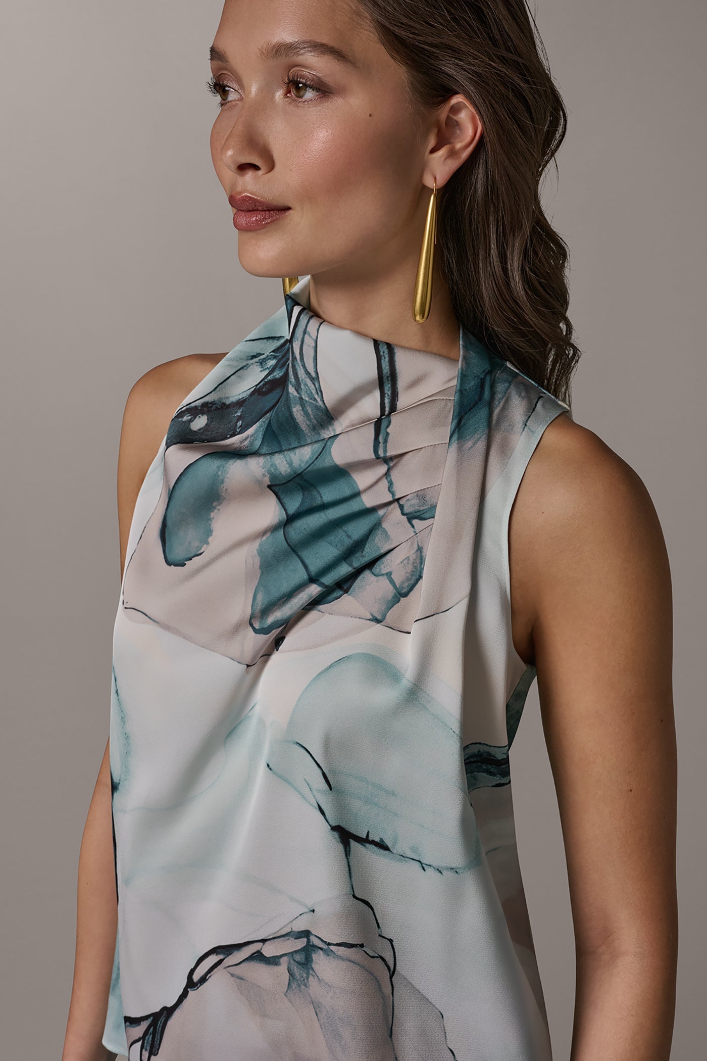Skylight Multi DRAPE TWIST SHOULDER BLOUSE Donna Karan
