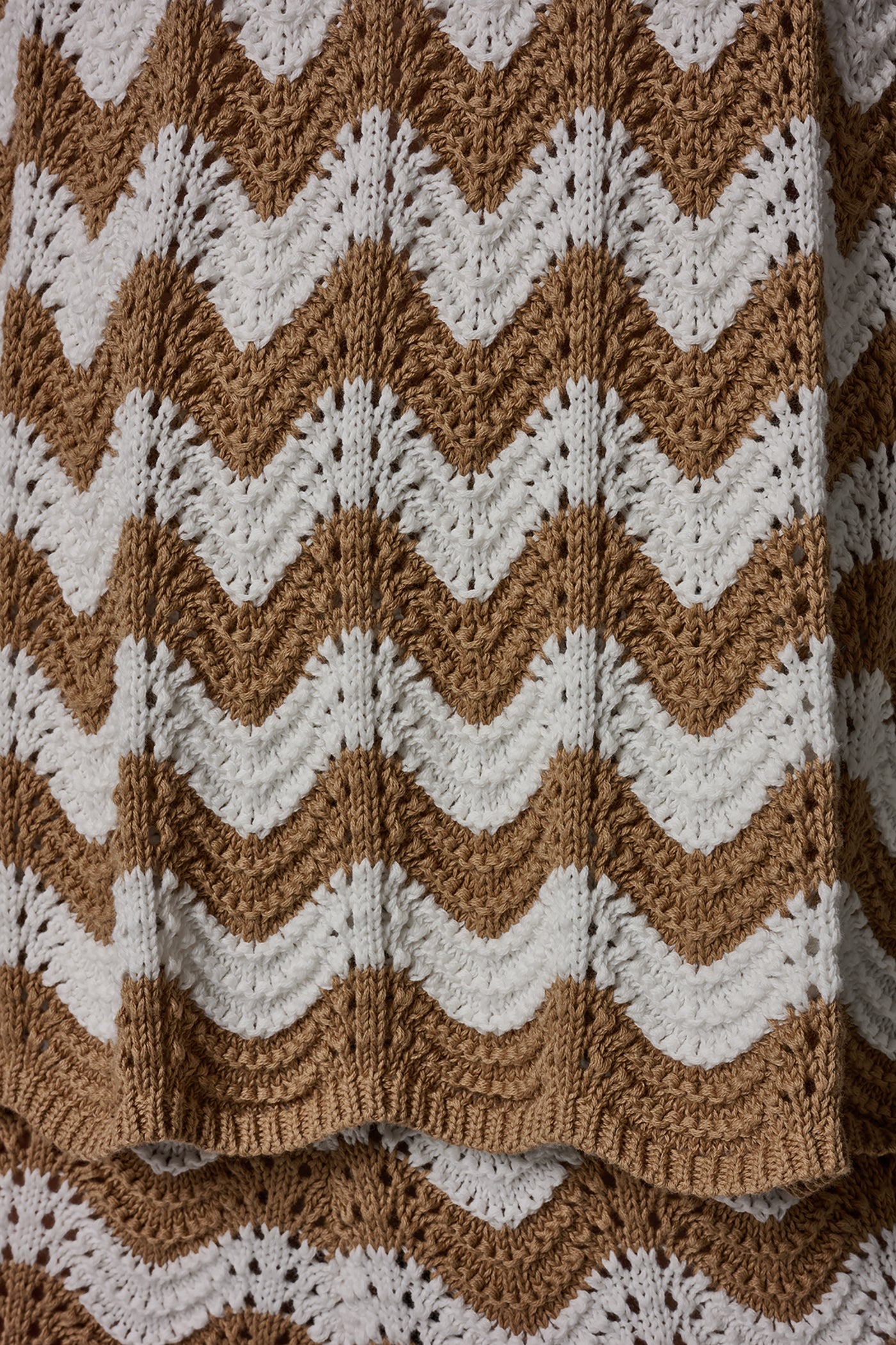 Fawn/Cream SLEEVELESS POINTELLE STRIPE SWEATER Donna Karan