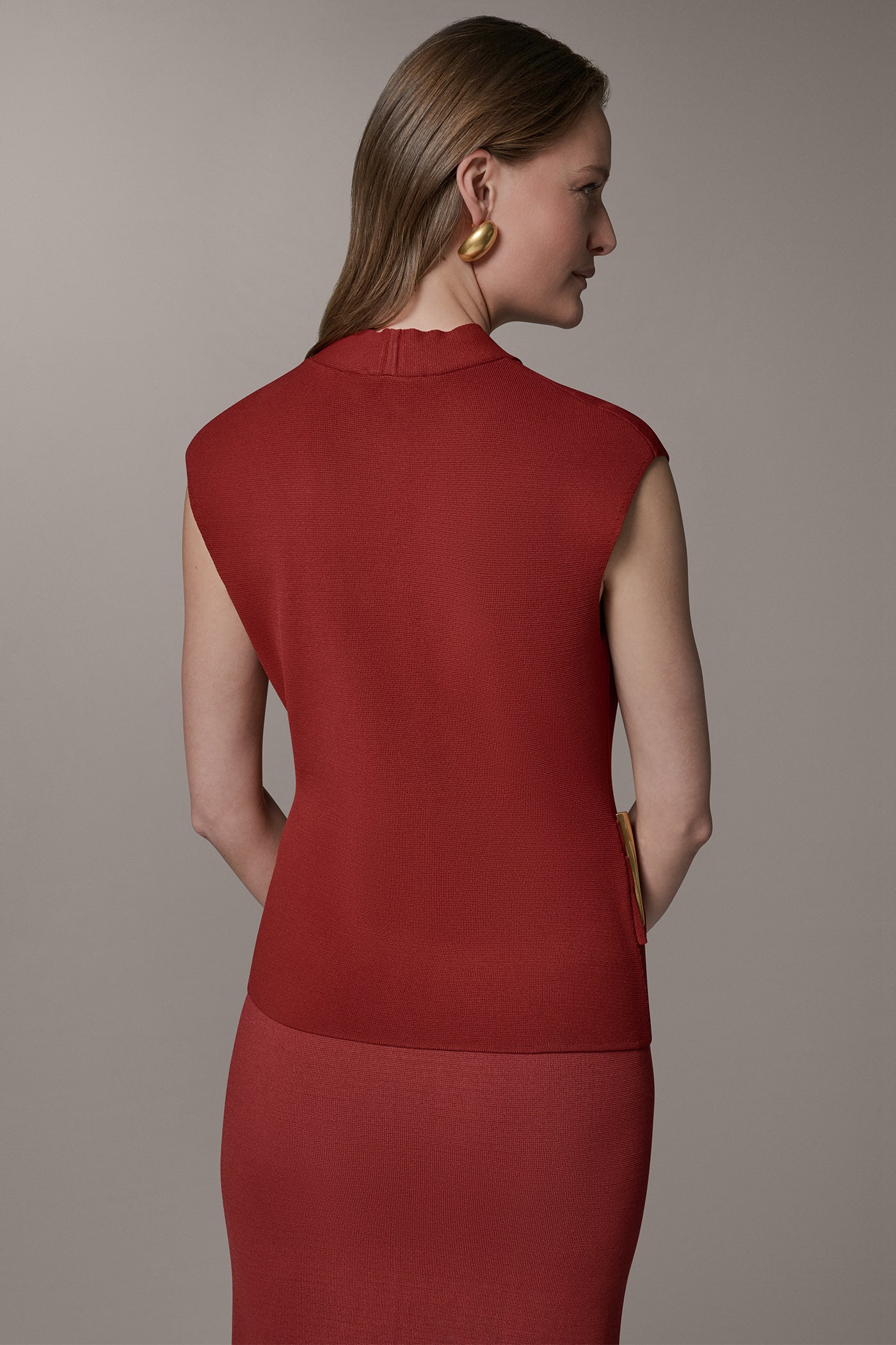 Sunbaked V-NECK WRAP-EFFECT TOP Donna Karan